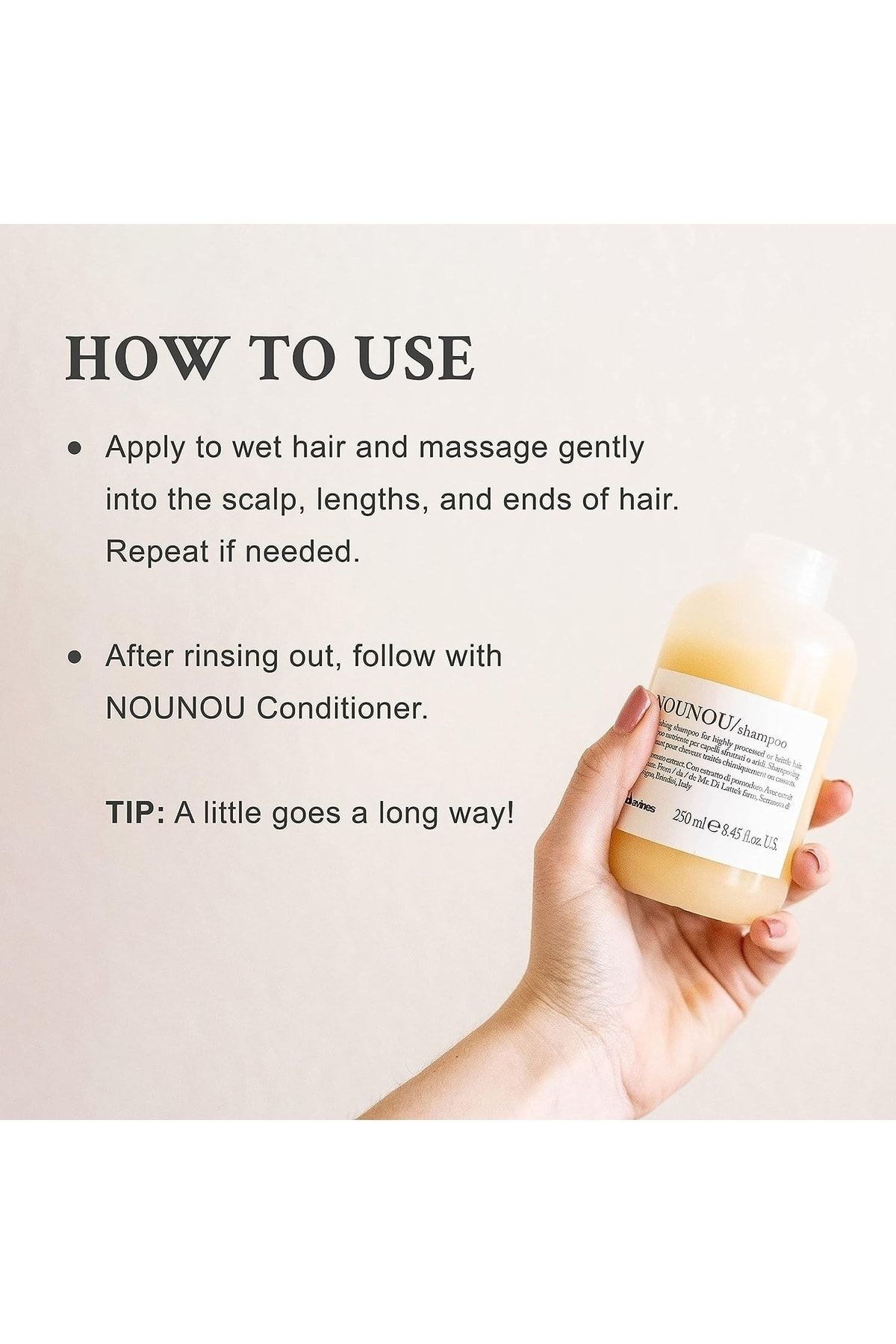 Davines-شامبو Nounou لإصلاح الشعر وإزالة تآكل الشعر [75000] 250 مل ECBeauty!Q220 4
