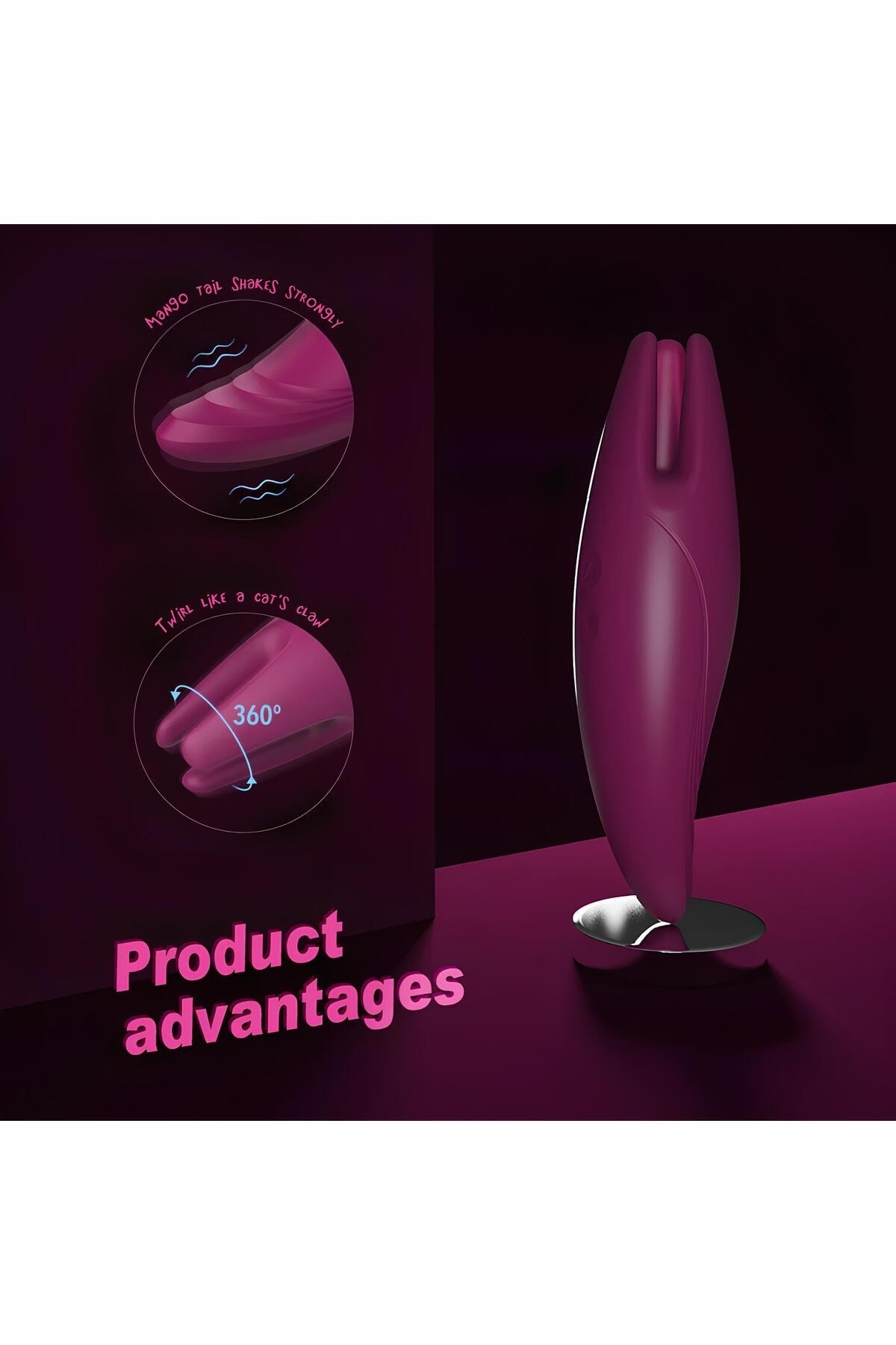 9 Titreşim Modlu 360° Dönen İki Başlıklı Şarj Edilebilir Taşınabilir G Noktası Stimülatörü Vibratör