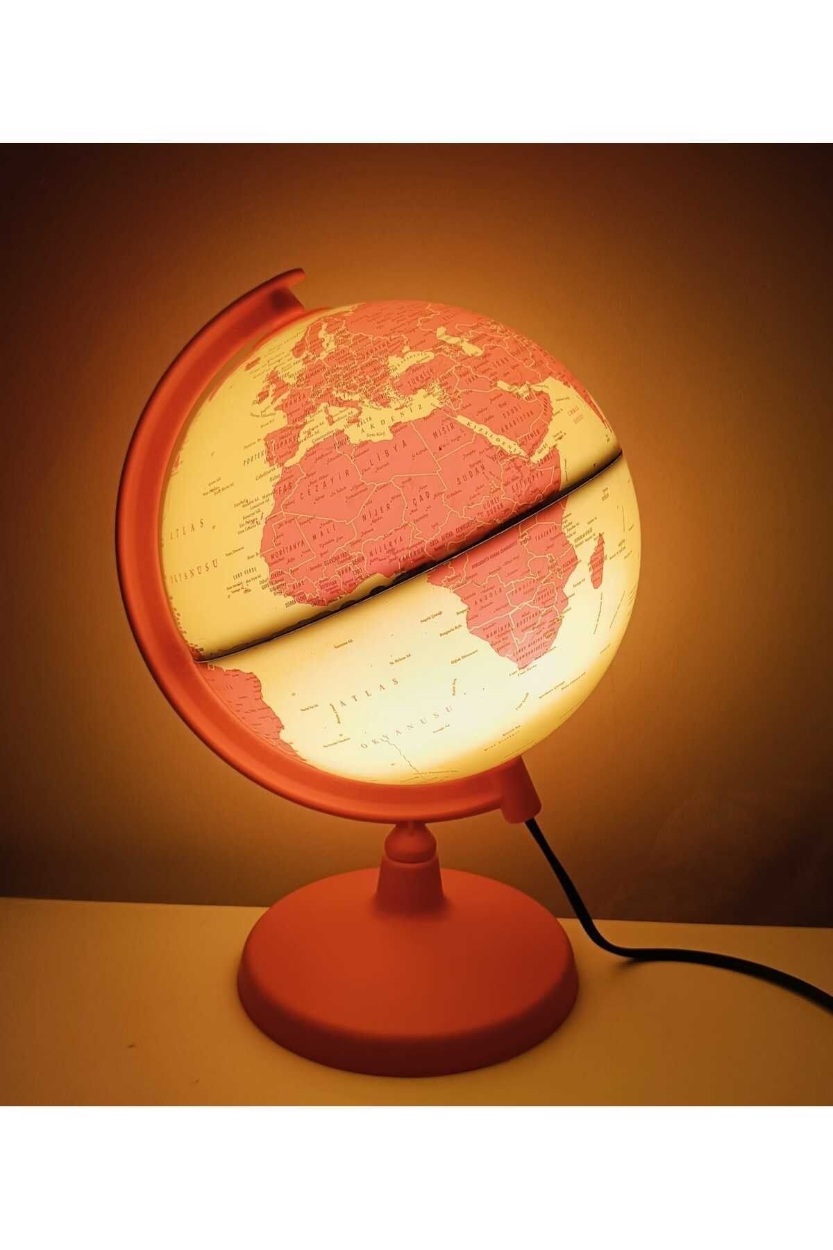 Eğitici Işıklı Pembe Küre / Dünya Küresi 20 Cm Eğitici Harita Kız Çocuk Gece Lambası