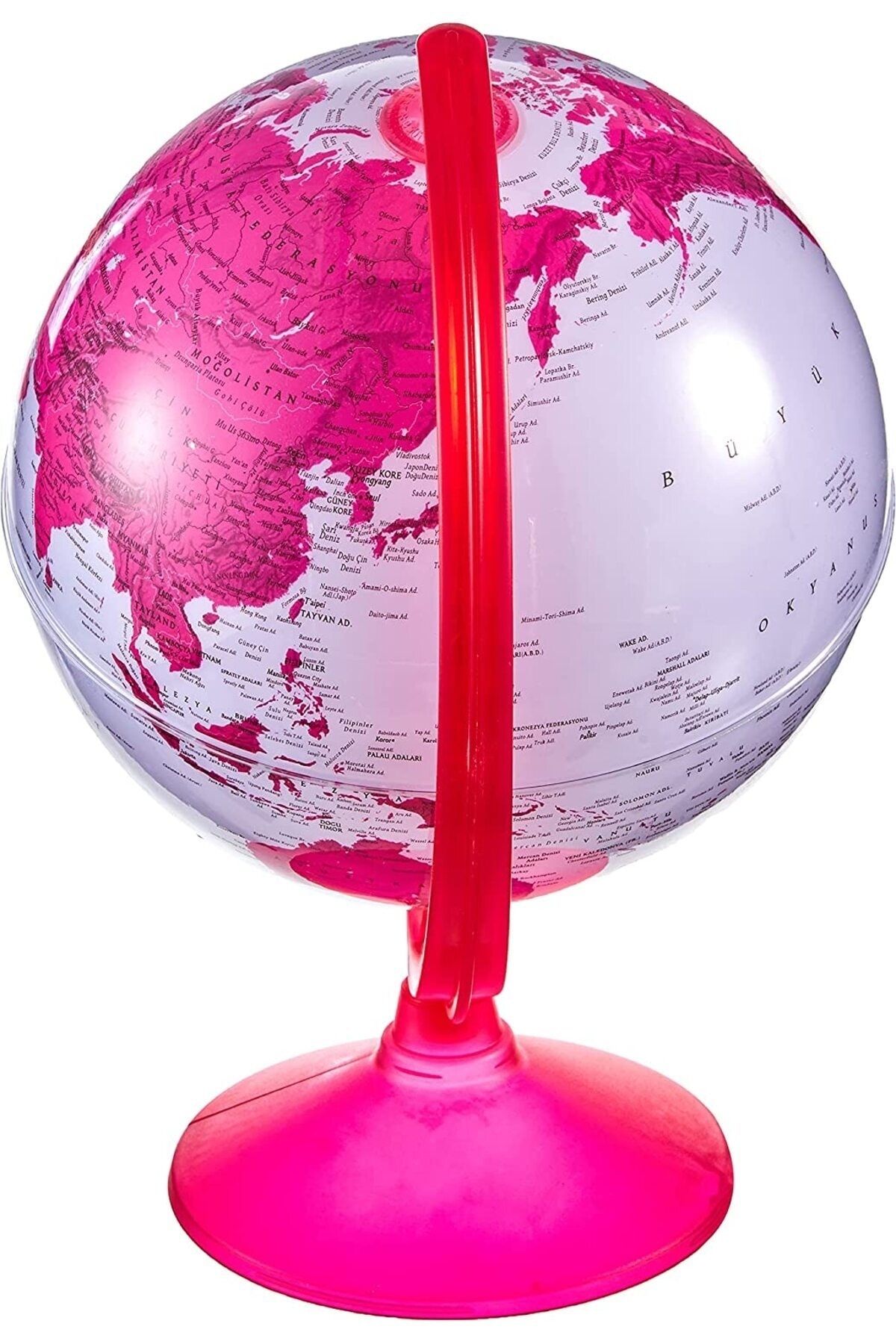 Eğitici Işıklı Pembe Küre / Dünya Küresi 20 Cm Eğitici Harita Kız Çocuk Gece Lambası