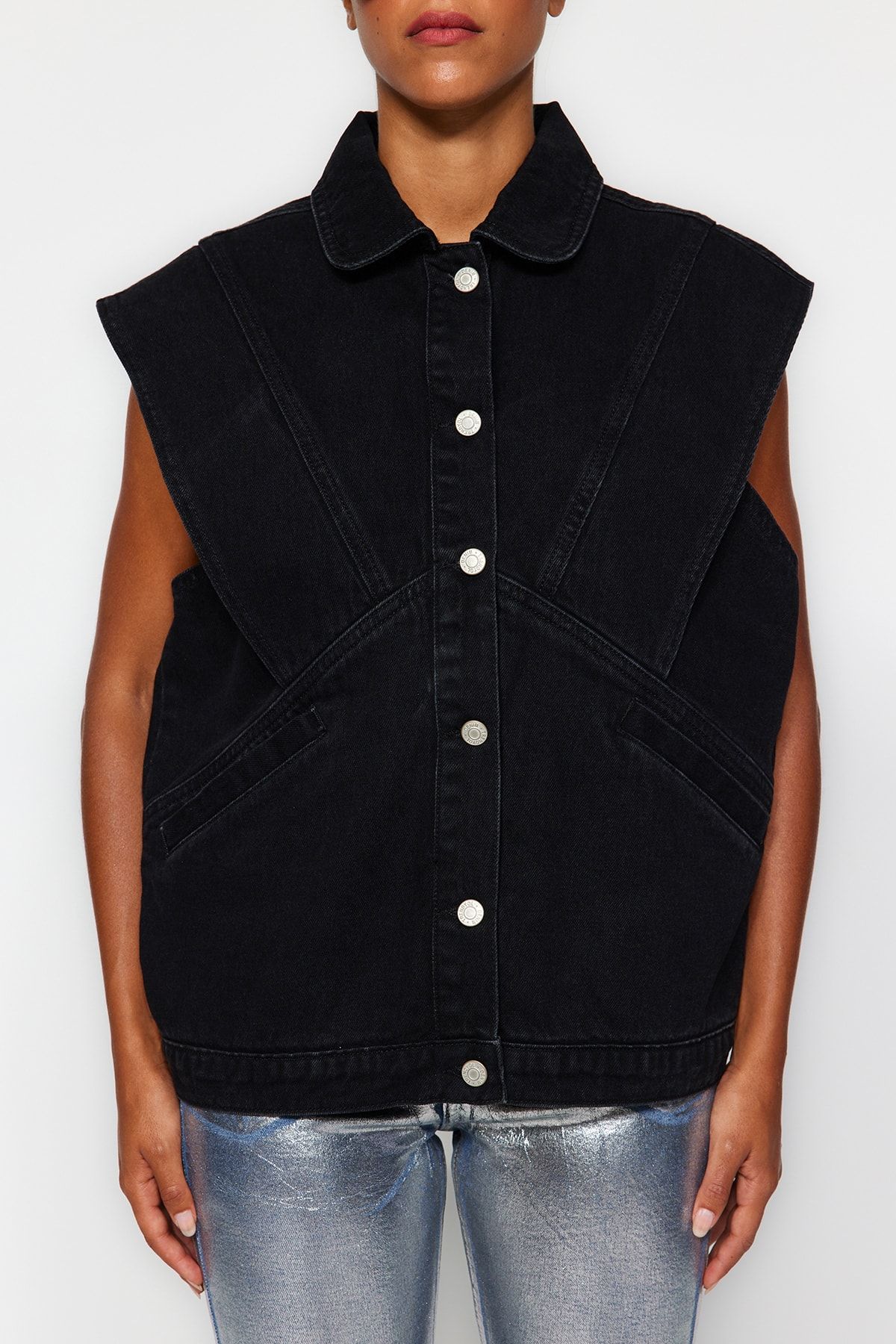 Trendyol Collection Vest Black Denim Trendyol