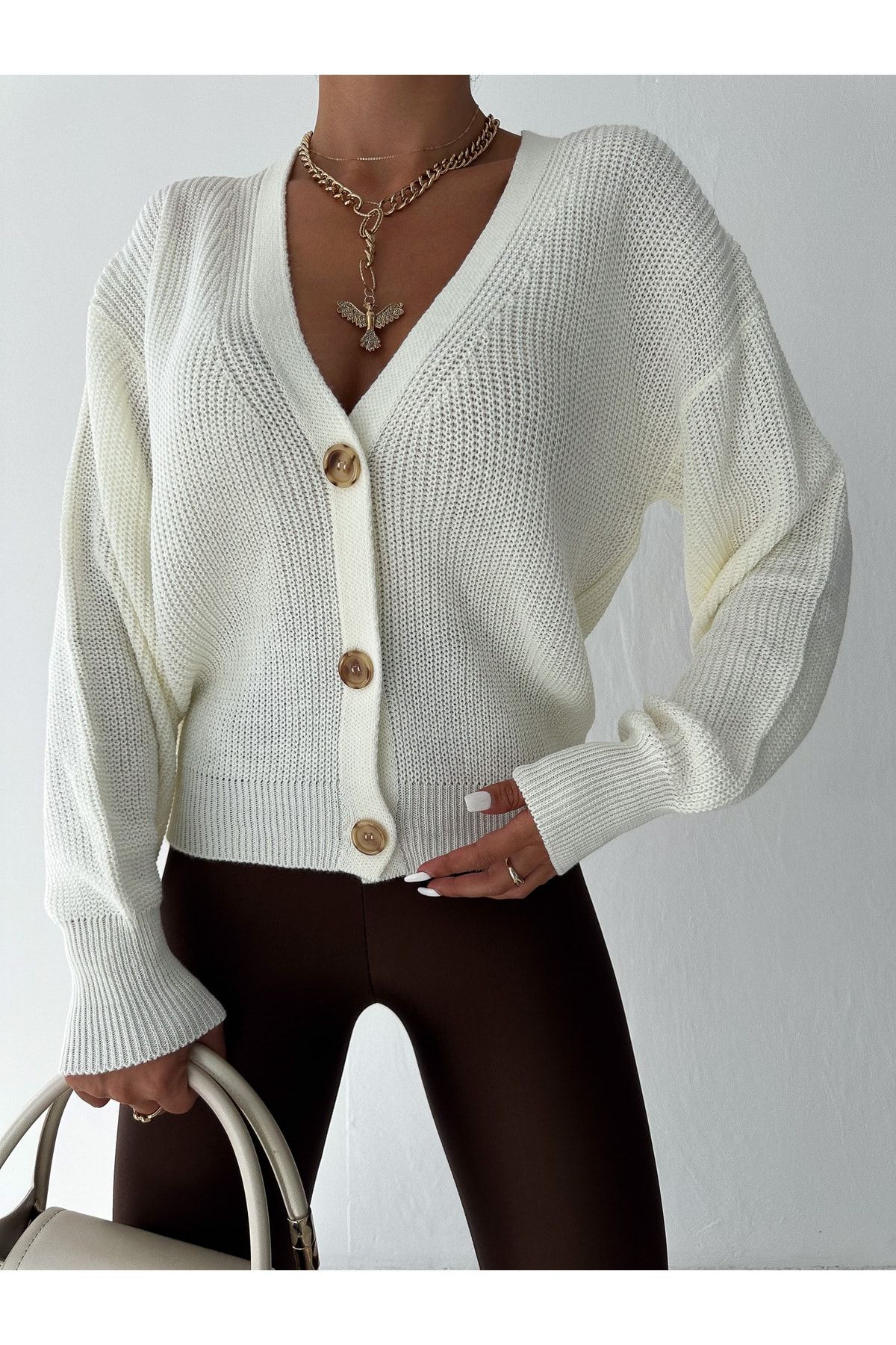 fiolin Women s 3 Button Knitwear Cardigan Trendyol