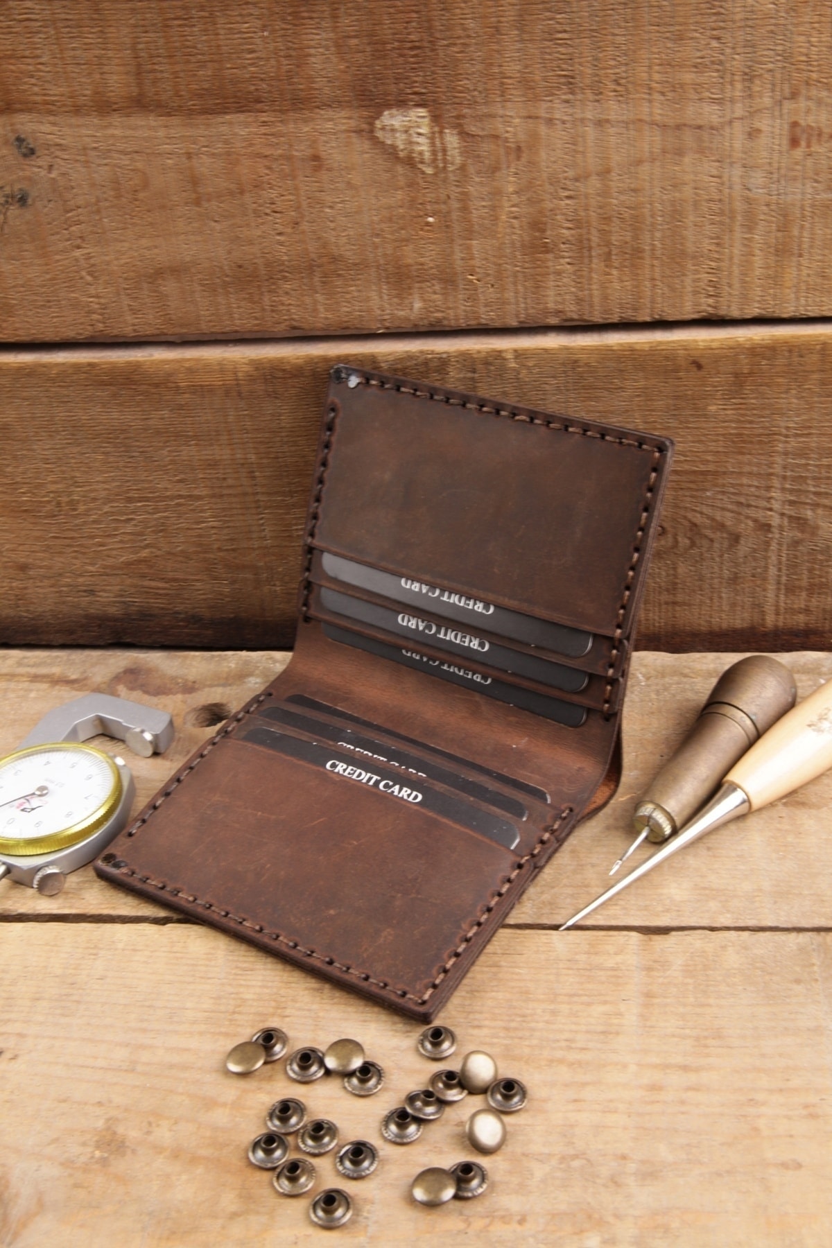 New Coast Leather 1900's Hakiki&gerçek Deri %100 El Yapımı Koyu Kahverengi Erkek Cüzdanı görsel 5