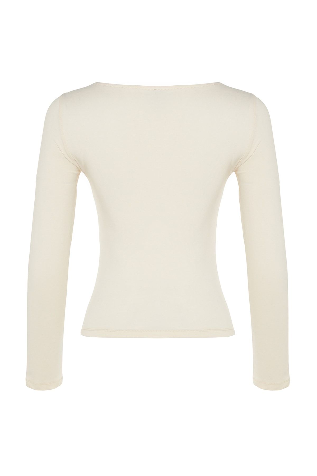 Trendyol Collection-Eng anliegende, dehnbare Strickbluse aus steinfarbener, dehnbarer Baumwolle mit U-Boot-Ausschnitt TWOAW24BZ00166 8