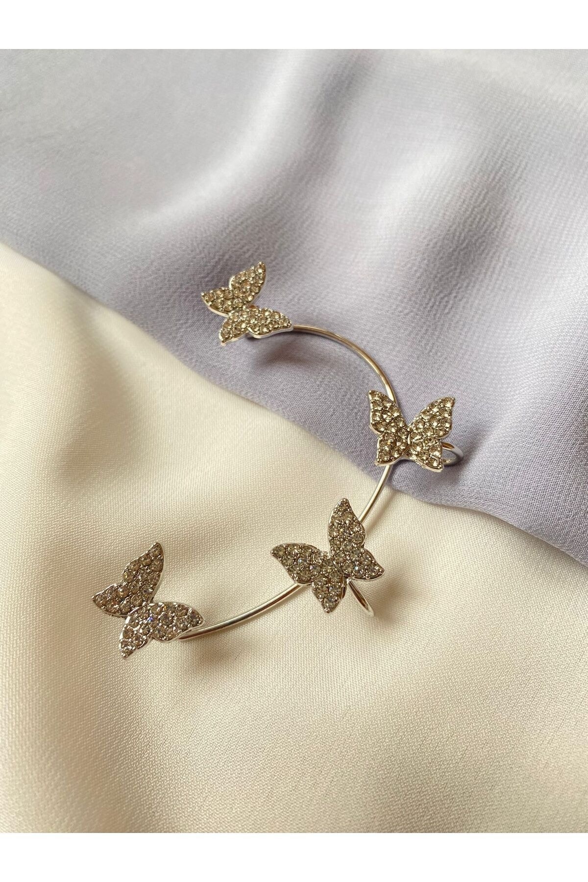 Tekli Zirkon Taşlı Kelebek Earcuff Kıkırdak Küpe