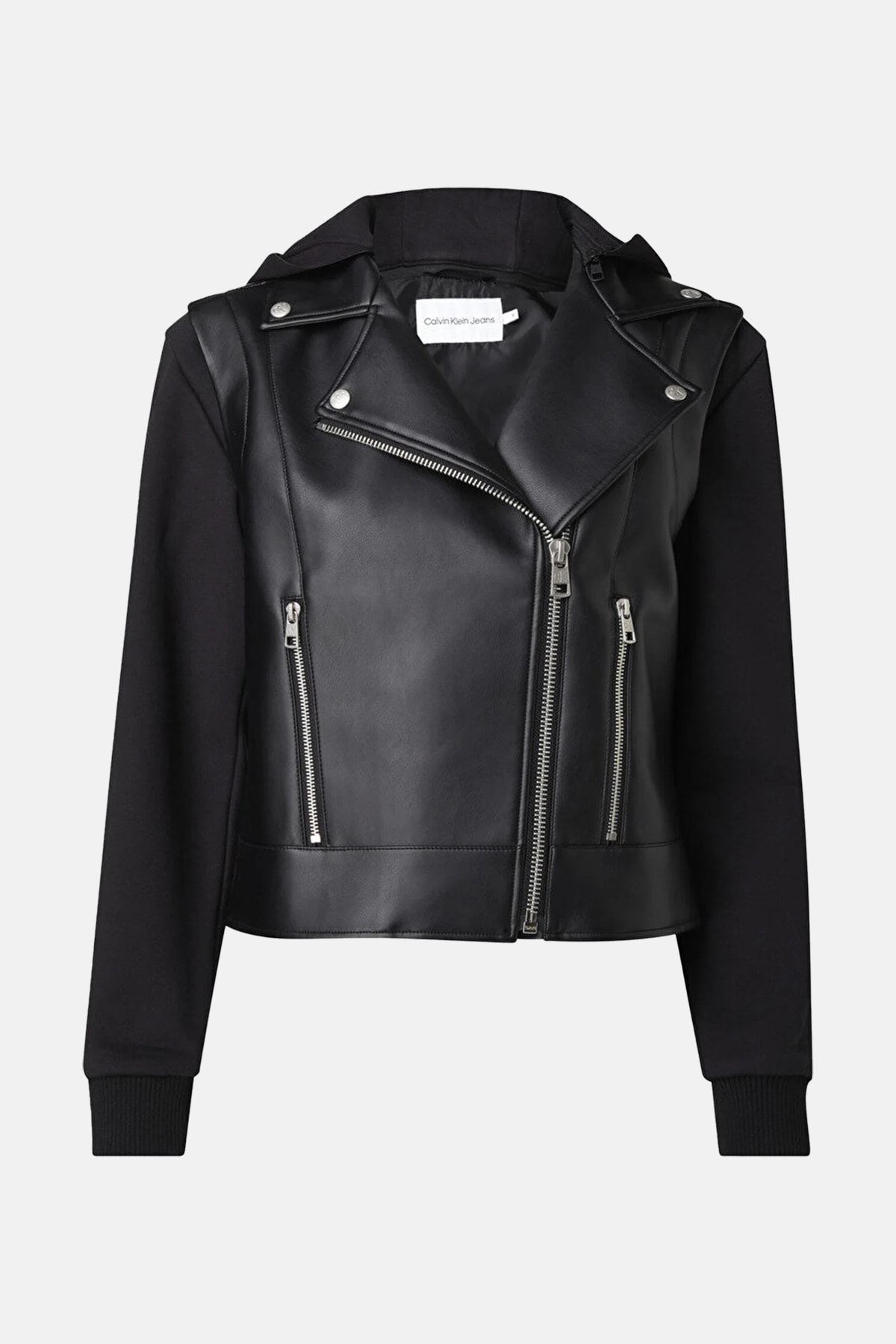 Calvin klein black sale leather jacket womens