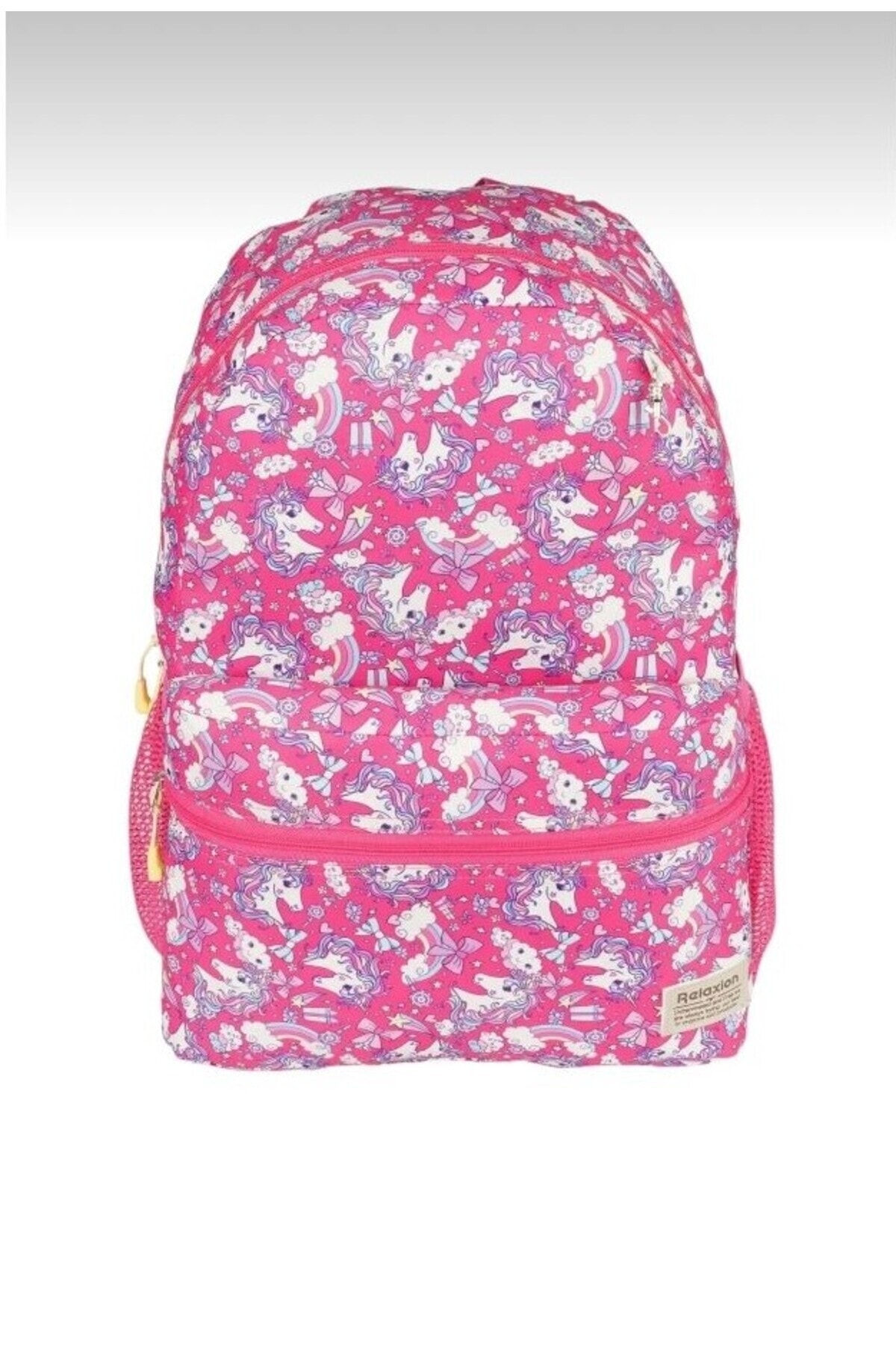 Relaxion Lilac Flamingo Figure Kindergarten Primary School Backpack Feeding Bag Pen Holder Set of 3