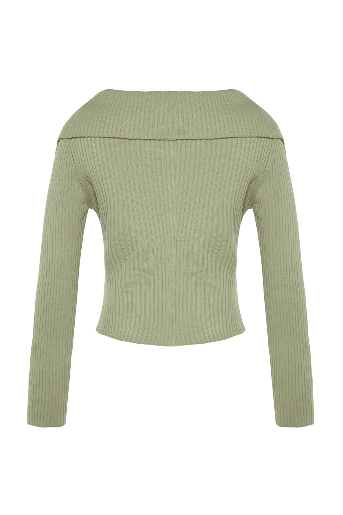 Trendyol Collection-Khakifarbener Strick-Cardigan mit Umlegekragen TWOAW24HI00284 7