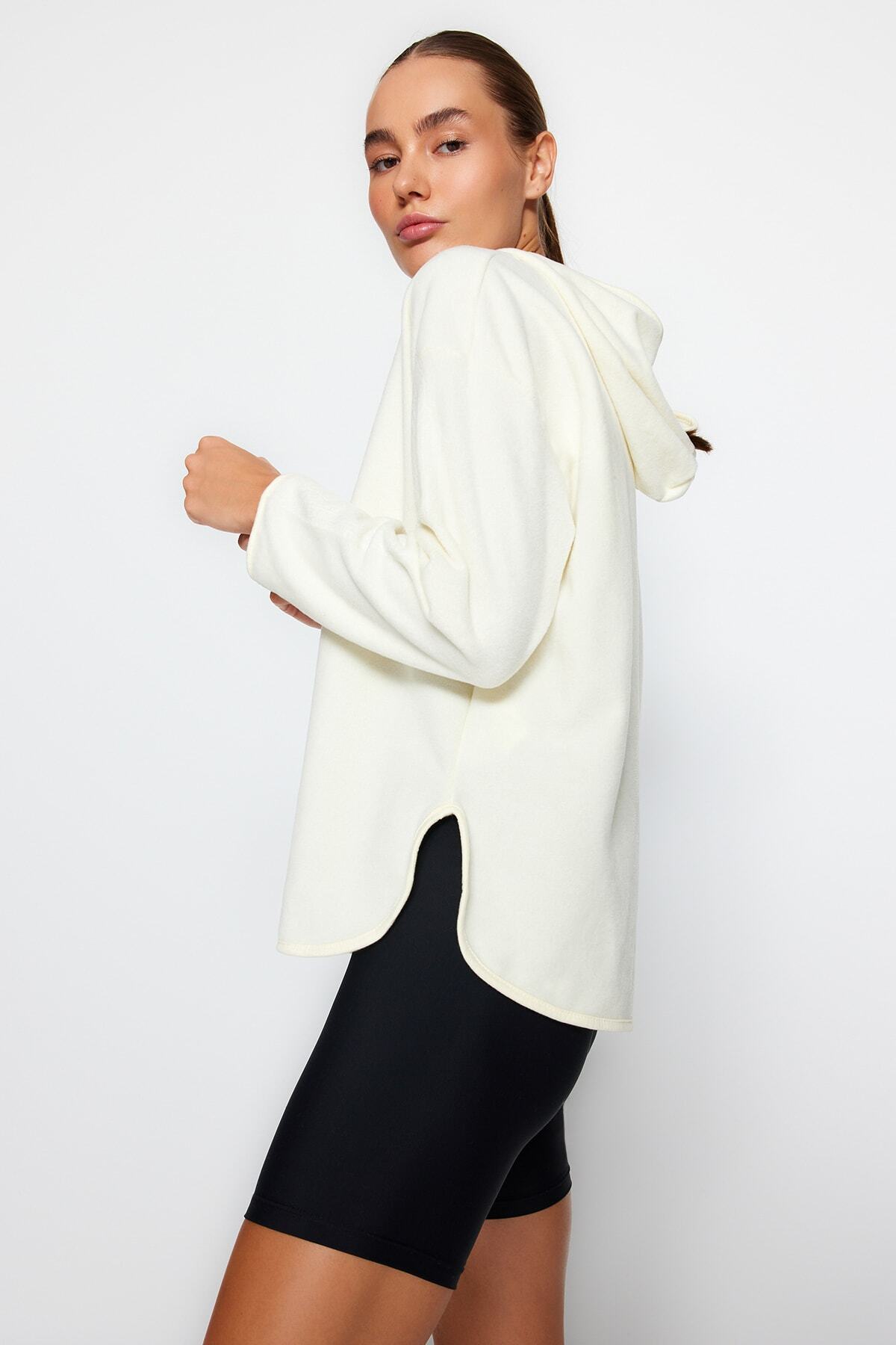 Trendyol Collection Plum Thick Fleece Hooded and Zippered Oversize