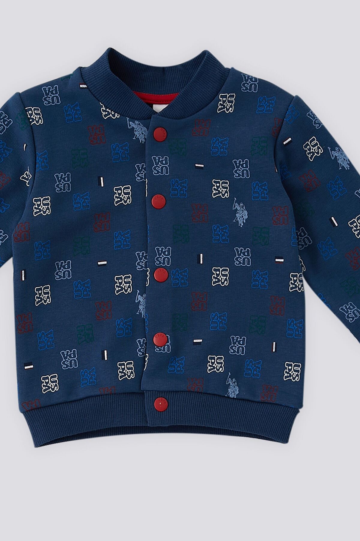 U.S. Polo Assn. پایه. ست 2 تکه نوزاد با جزئیات دکمه نیلی تیره Polo Assn