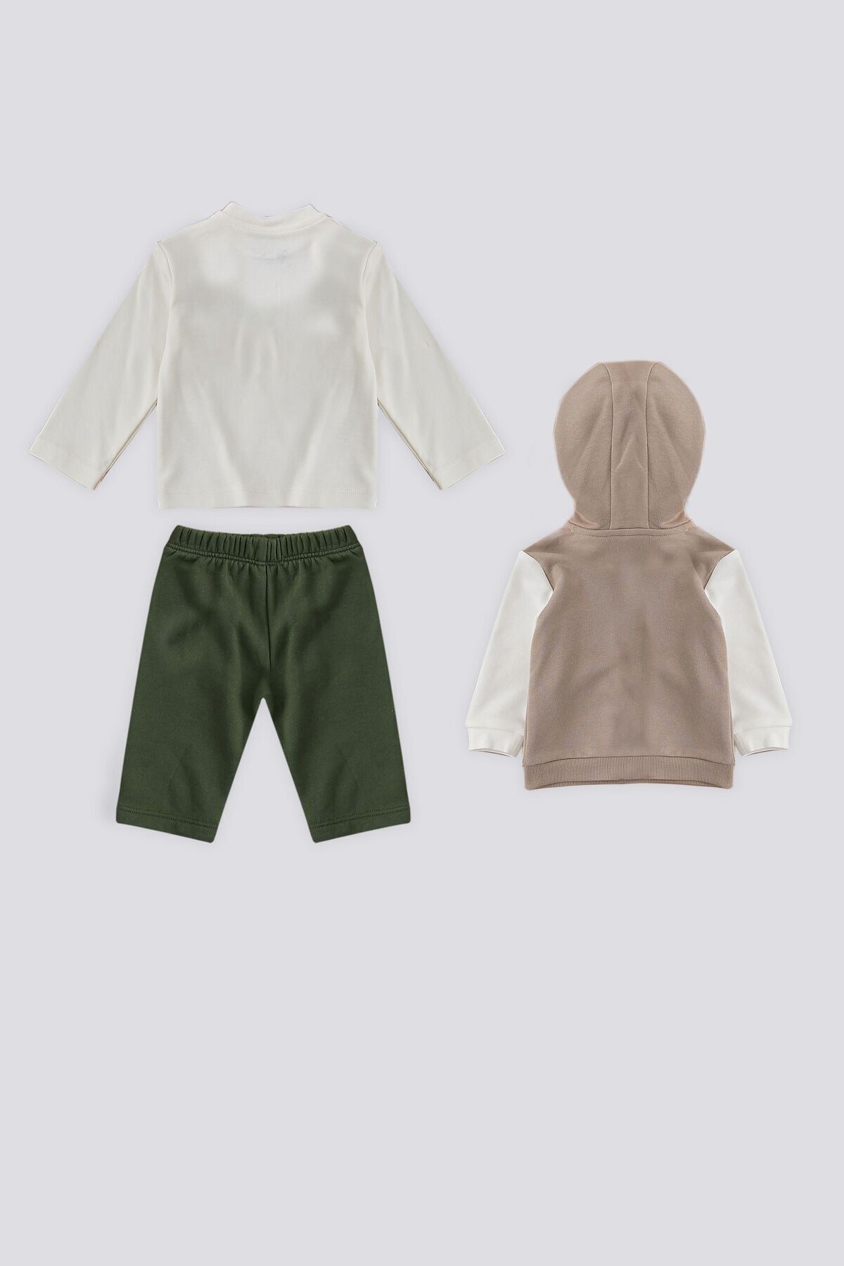 U.S. Polo Assn. پایه. ست 3 تکه نوزادی با جزئیات آستین تزئین شده زیپ بژ Polo Assn