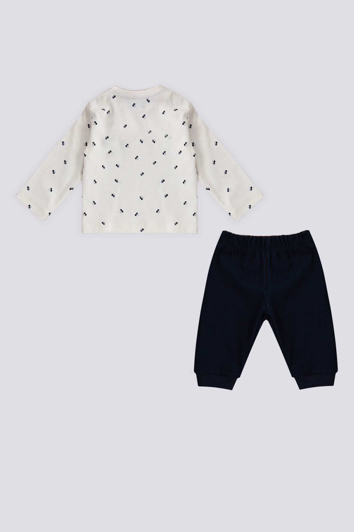 U.S. Polo Assn. پایه. ست نوزاد 2 تایی Polo Assn Cream Snap Fastener Crew Neck Pattern Cherry
