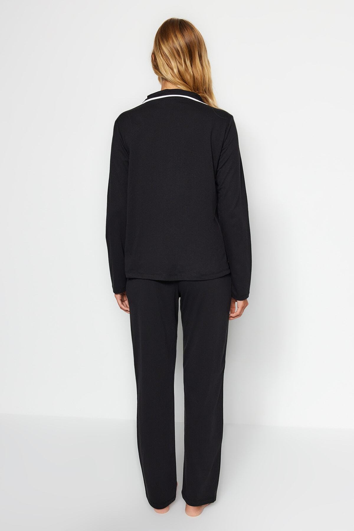 Trendyolmilla  Siyah Pamuklu Panda Baskılı Gömlek-Pantolon Örme Pijama Takımı THMAW21PT0245 - Görsel 8