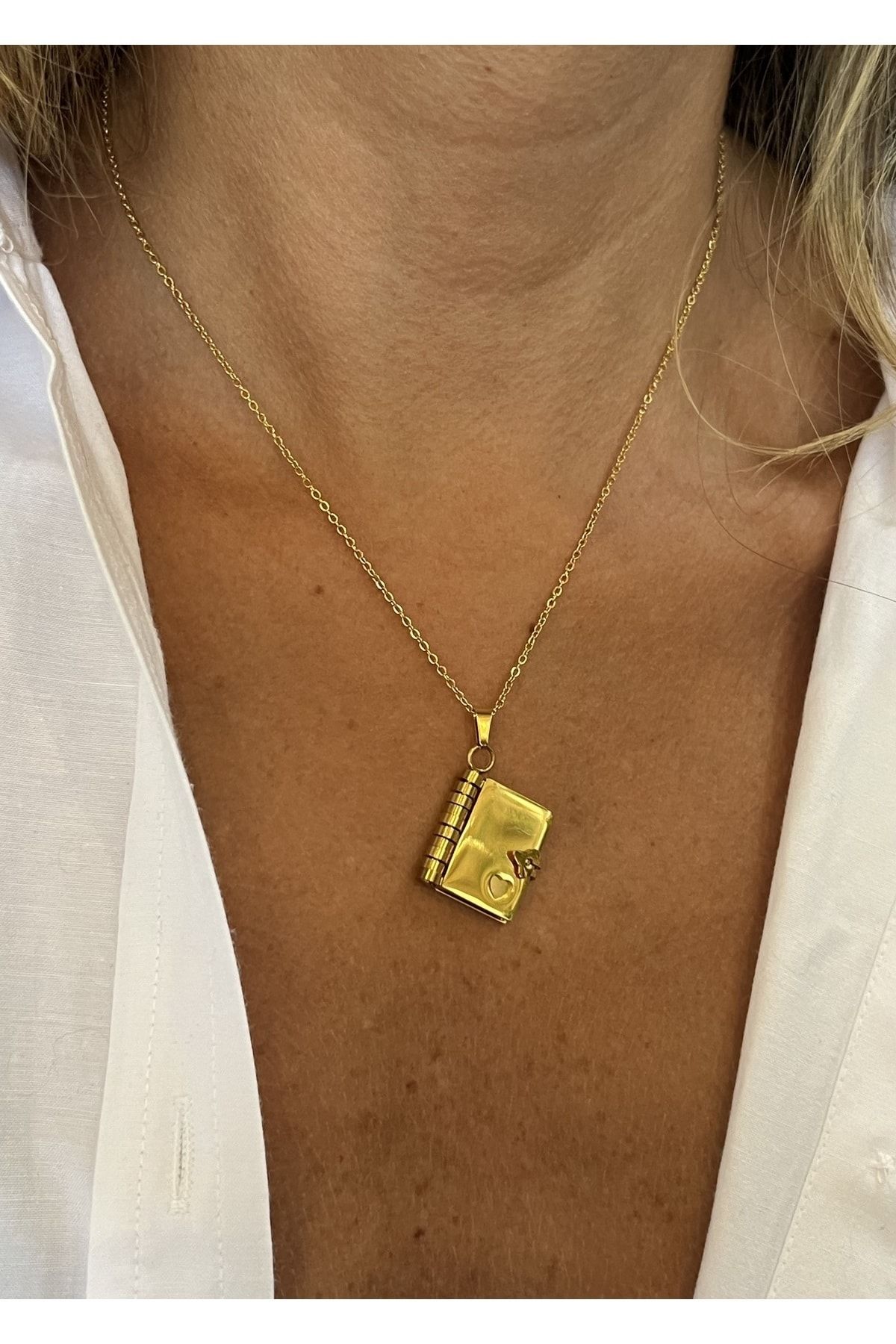 Gold shop rectangle necklace