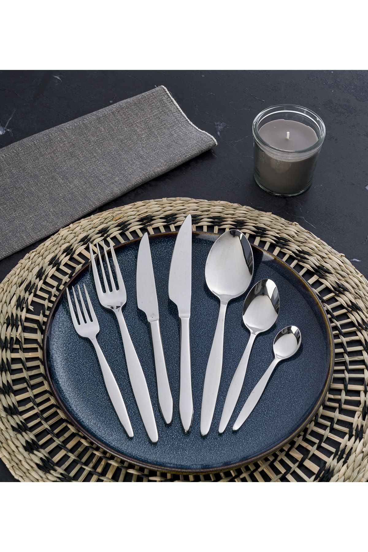 Mamma-Camellia Plain 84 Pieces 12 Person Cutlery Set 1
