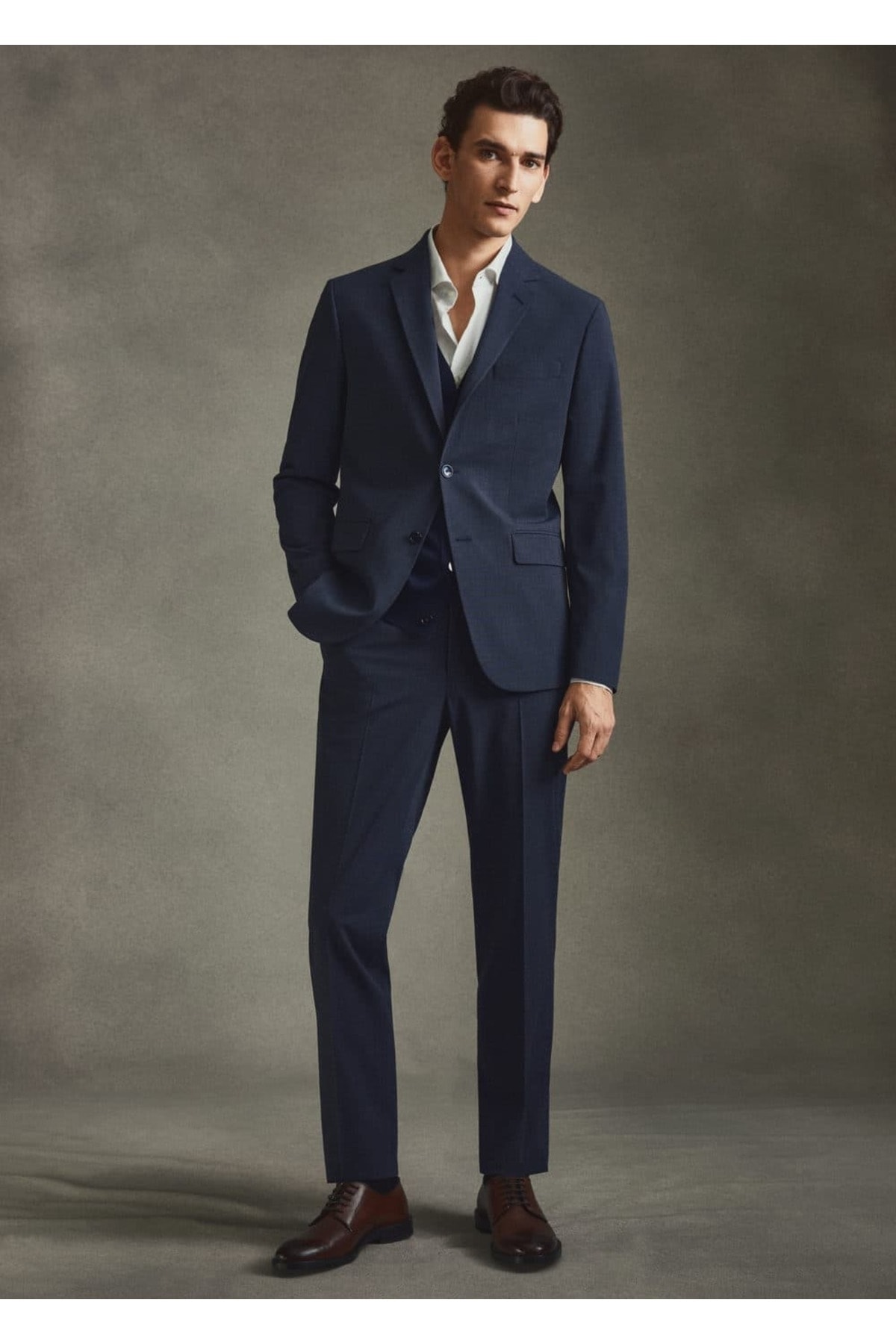 شلوار مردانه آبی منگوMANGO Man | 47010654 اورجینال - تصویر 5