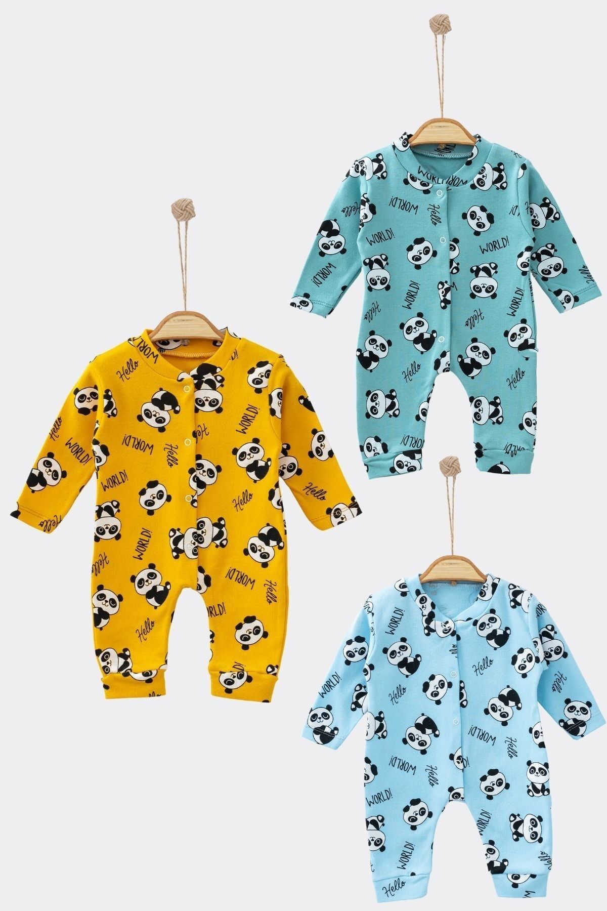 ADABEBEK 100 Cotton Patterned 3 Piece Jumpsuit Set with Cuffs