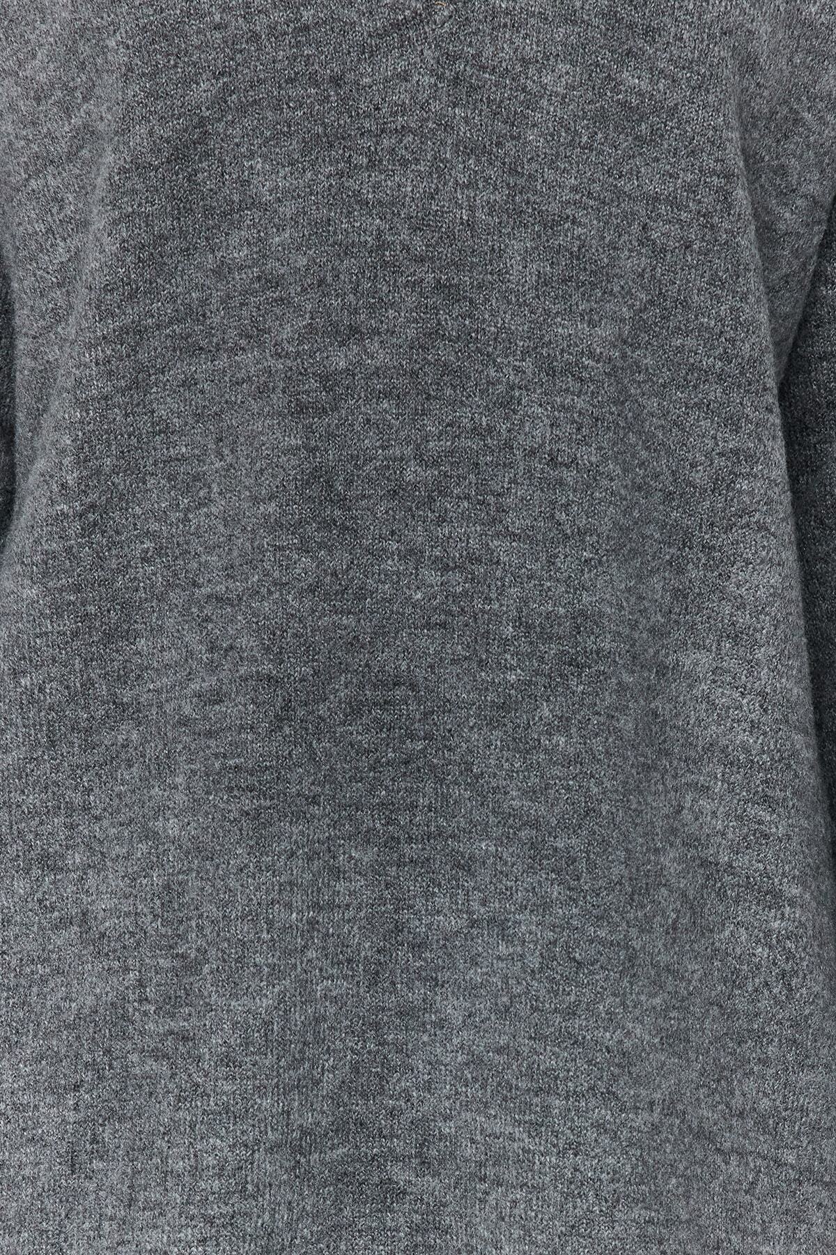 Trendyol Collection-Anthracite Mini Wide Fit Soft Texture Knitwear Dress Twoaw24El00086 5
