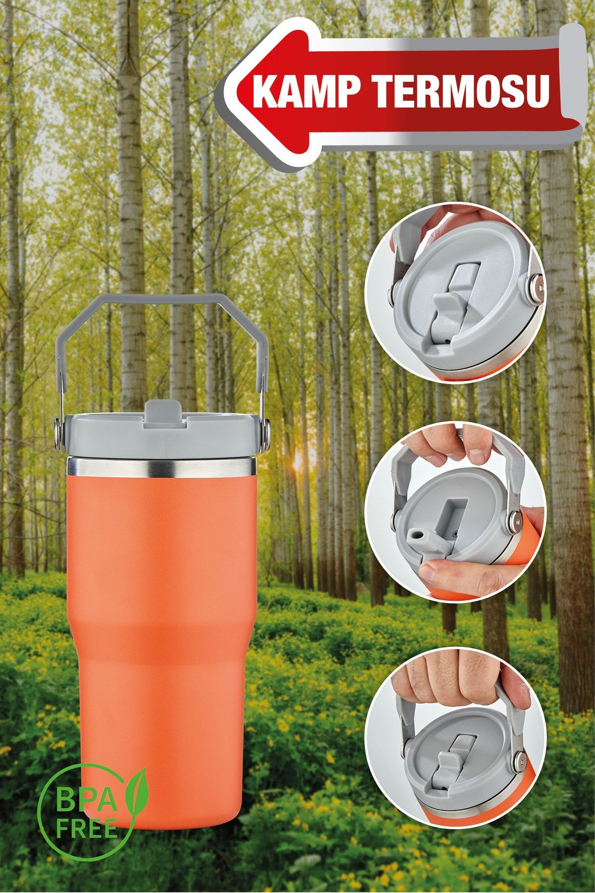 فلاسک نارنجی فنجان ترموس Pipetan Steel دو طبقه حرفه ای 0،58 Lt Matara Camp Cooker