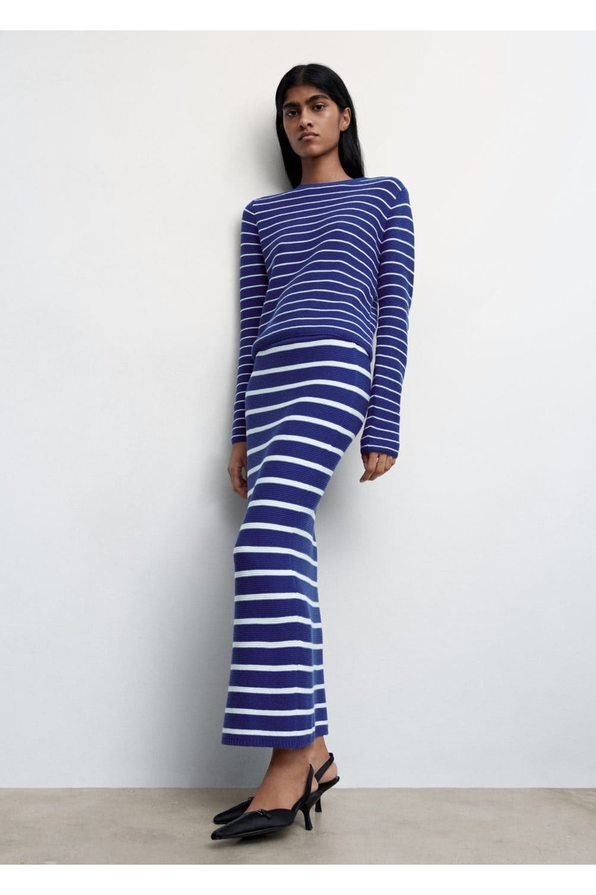 بافت و پلیور زنانه آبی منگوMANGO | 47004021 اورجینال - تصویر 5