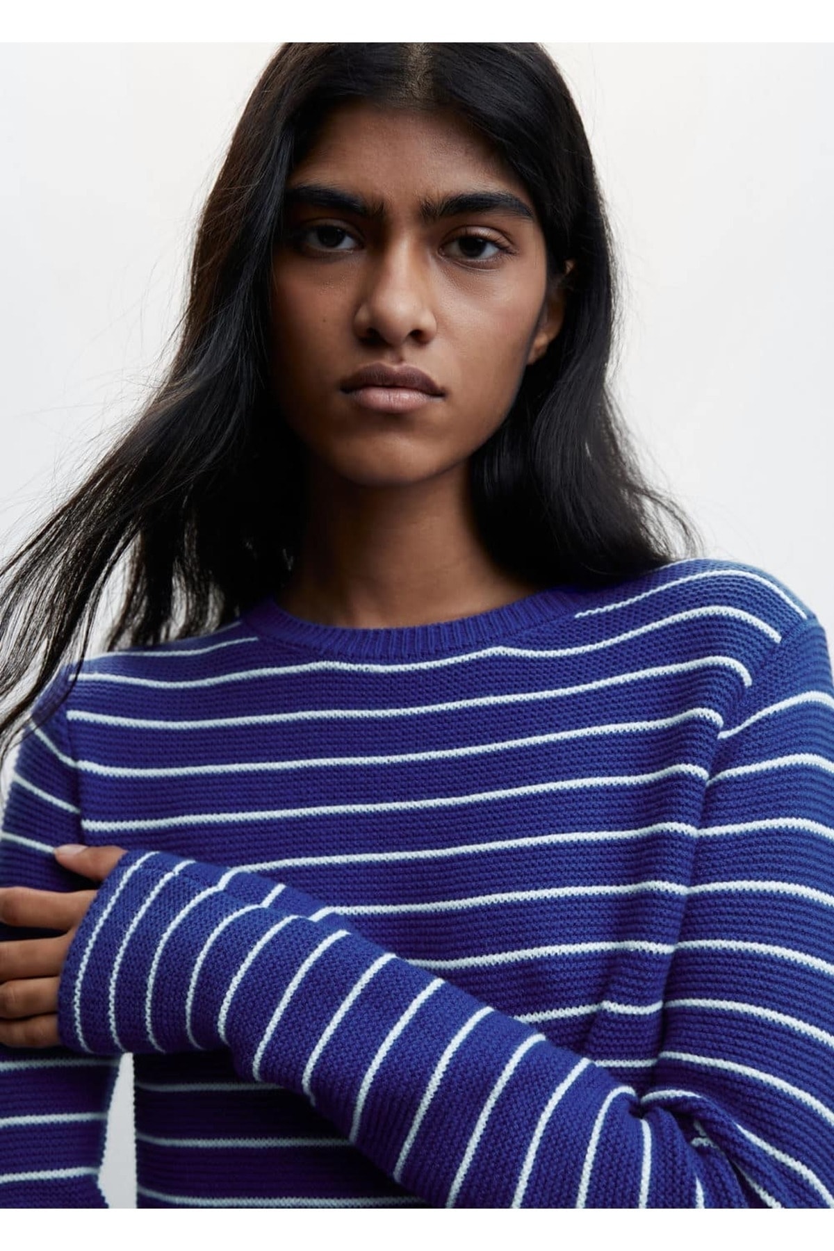 بافت و پلیور زنانه آبی منگوMANGO | 47004021 اورجینال - تصویر 6