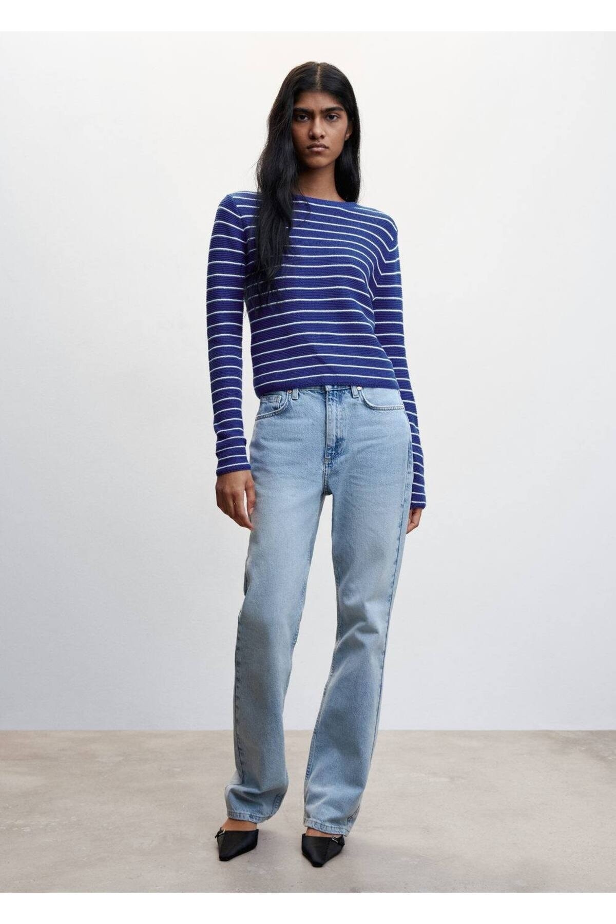 بافت و پلیور زنانه آبی منگوMANGO | 47004021 اورجینال - تصویر 8