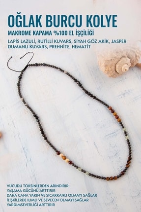 Deniz Doğal Taş Sertifikalı Oğlak Burcu Doğal Taş Kolye (Lapis Lazuli-Rutilli...