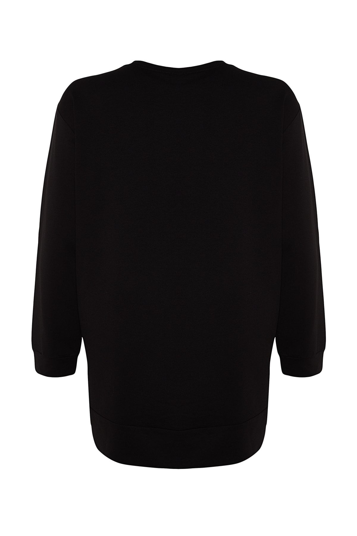 Trendyol Curve-Schwarzes, dünnes, detailliertes Strick-Sweatshirt mit Schlitz TBSSS22SW0173 8