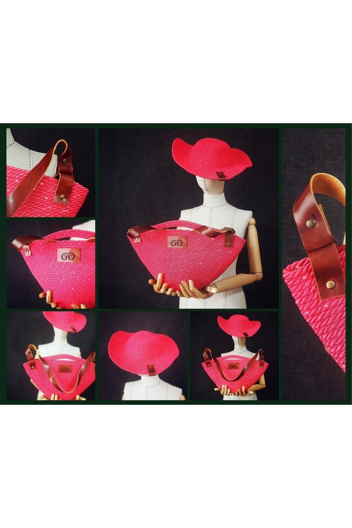 GGART Women's Design Handmade Shoulder Bag Hat Set
