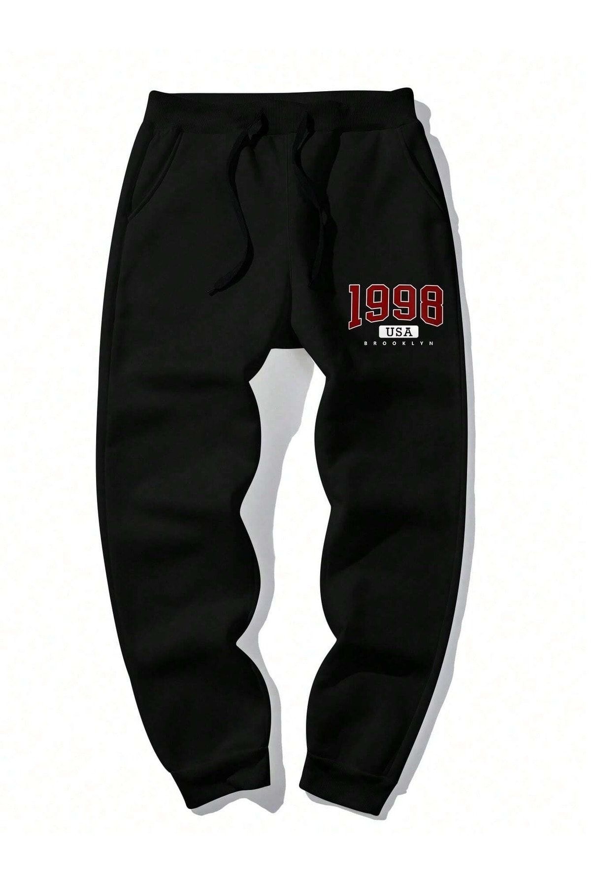 MODARİCH 1998 USA Jogger Sweatpants - Black Printed Elastic Leg Raised High  Waist - Trendyol