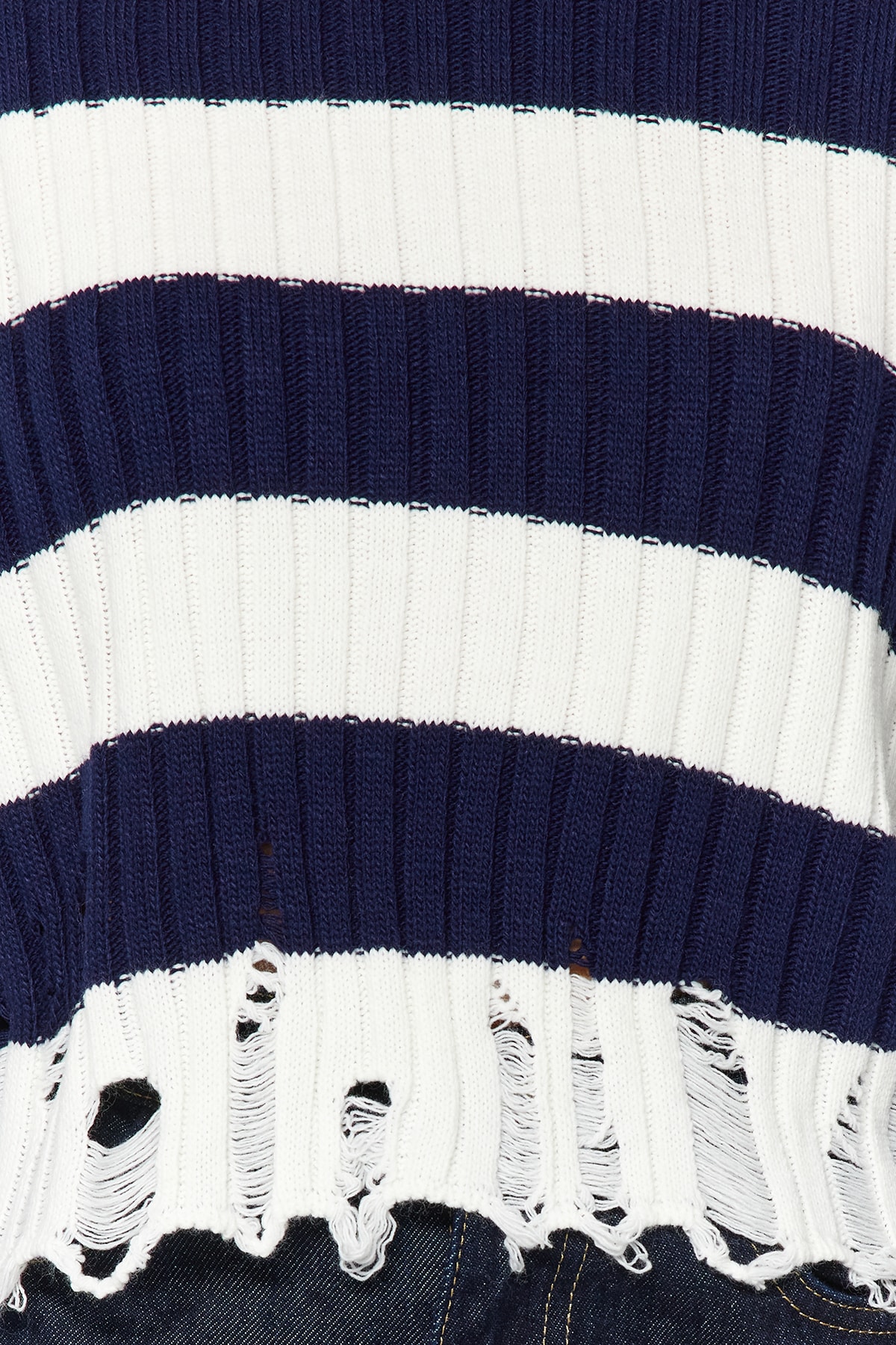 Trendyol Collection Ecru Crop széles szabású csíkos felhúzható részletes kötöttáru pulóver TWOAW24KZ00905