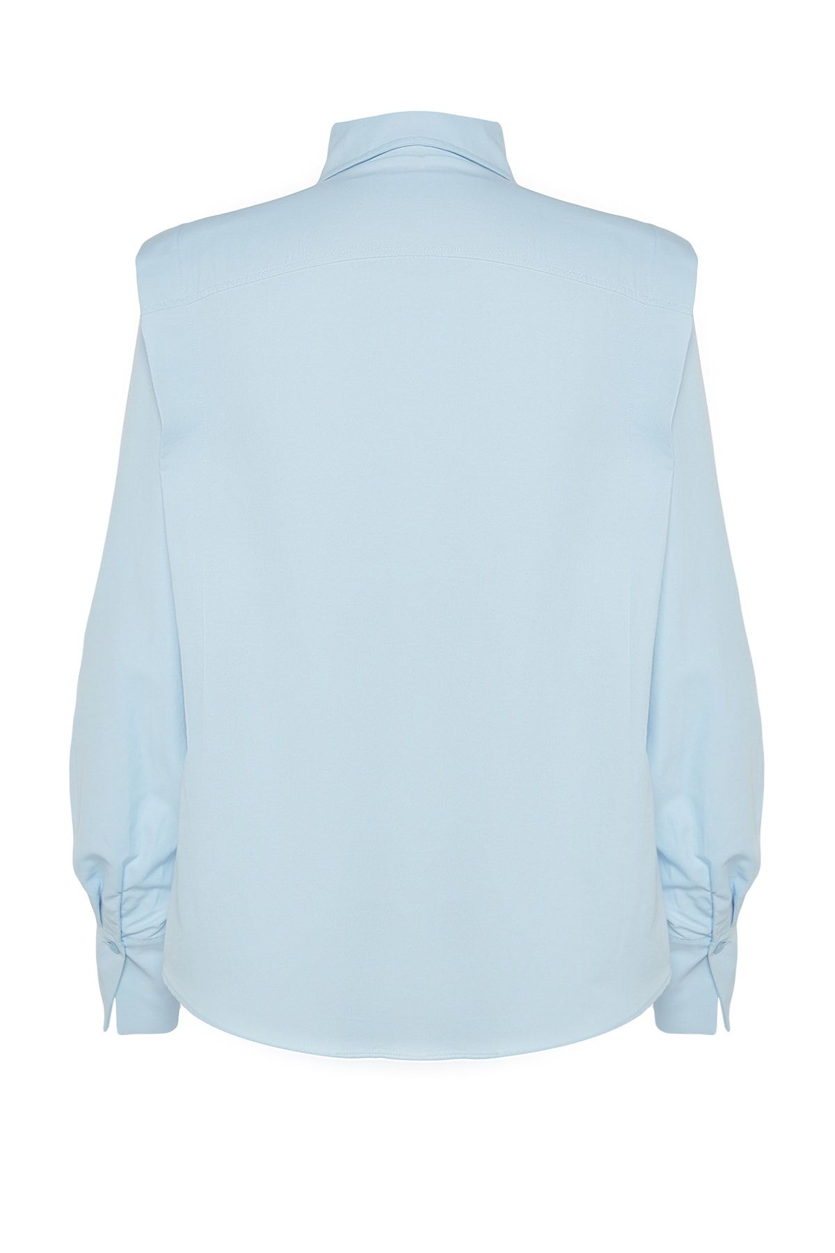 Trendyol Collection-Sagaza Studio Hellblaues Popeline-Hemd - Kordelzug-Detail, gewebt TPRAW22GO1191 11
