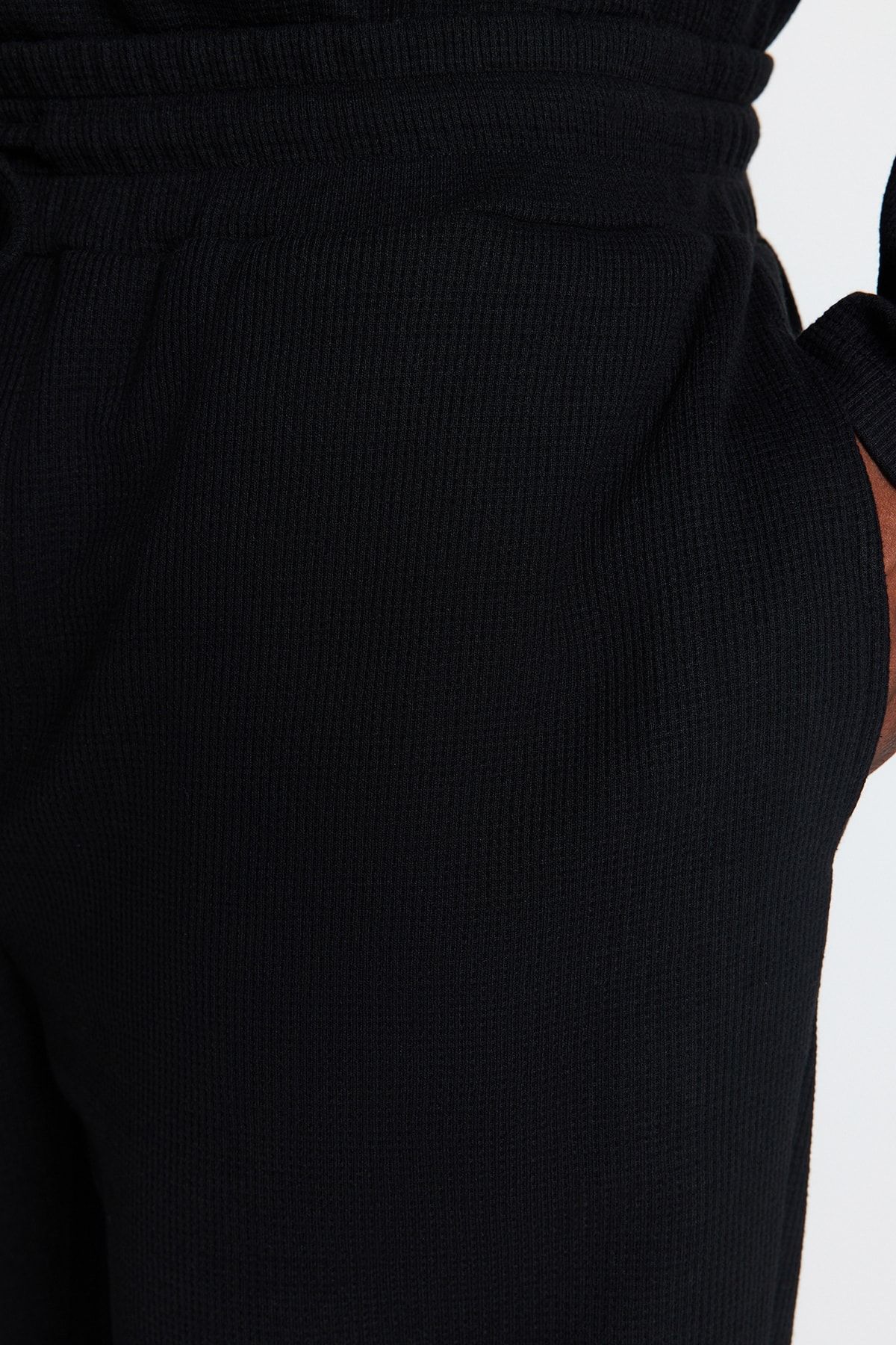 Trendyol Collection-Waffle Knit Black Plus Size Pajamas Set - Regular Fit Tmnaw24Ai00001 5