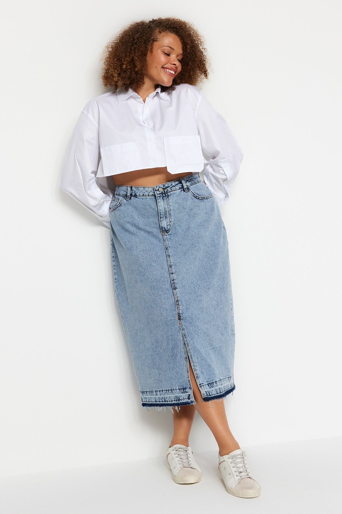 Denim midi full store skirt