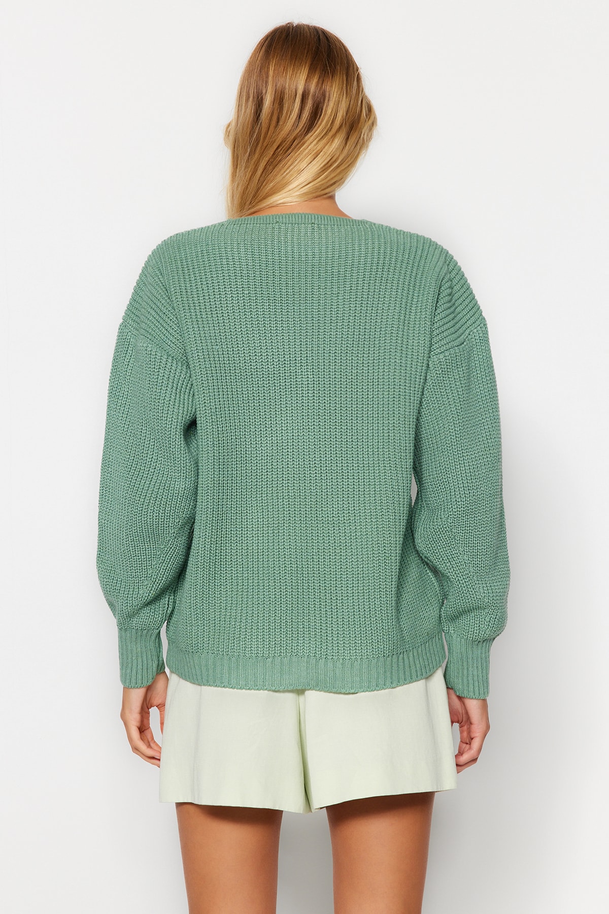 Trendyolmilla  Mint Basic V Yaka Triko Hırka TWOAW24HI00383 - Görsel 4