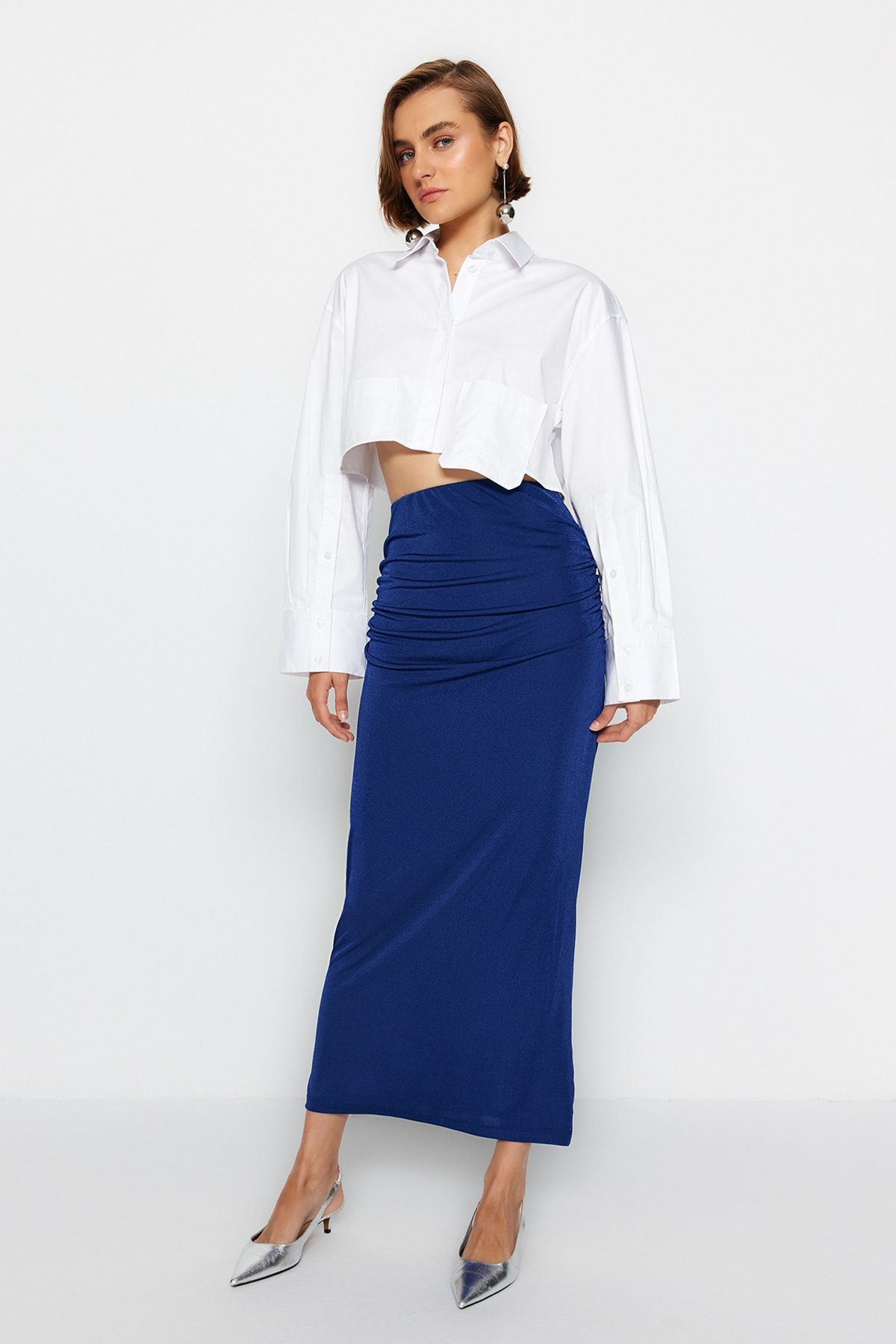 Trendyol Collection Skirt Dark blue Maxi Trendyol