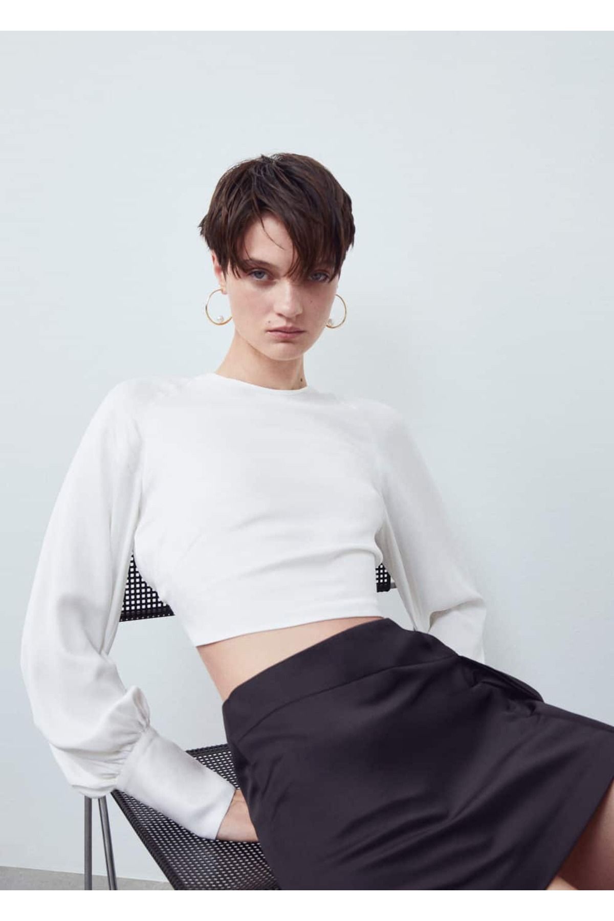 MANGO Woman-Bluză crop cu spatele deschis 20
