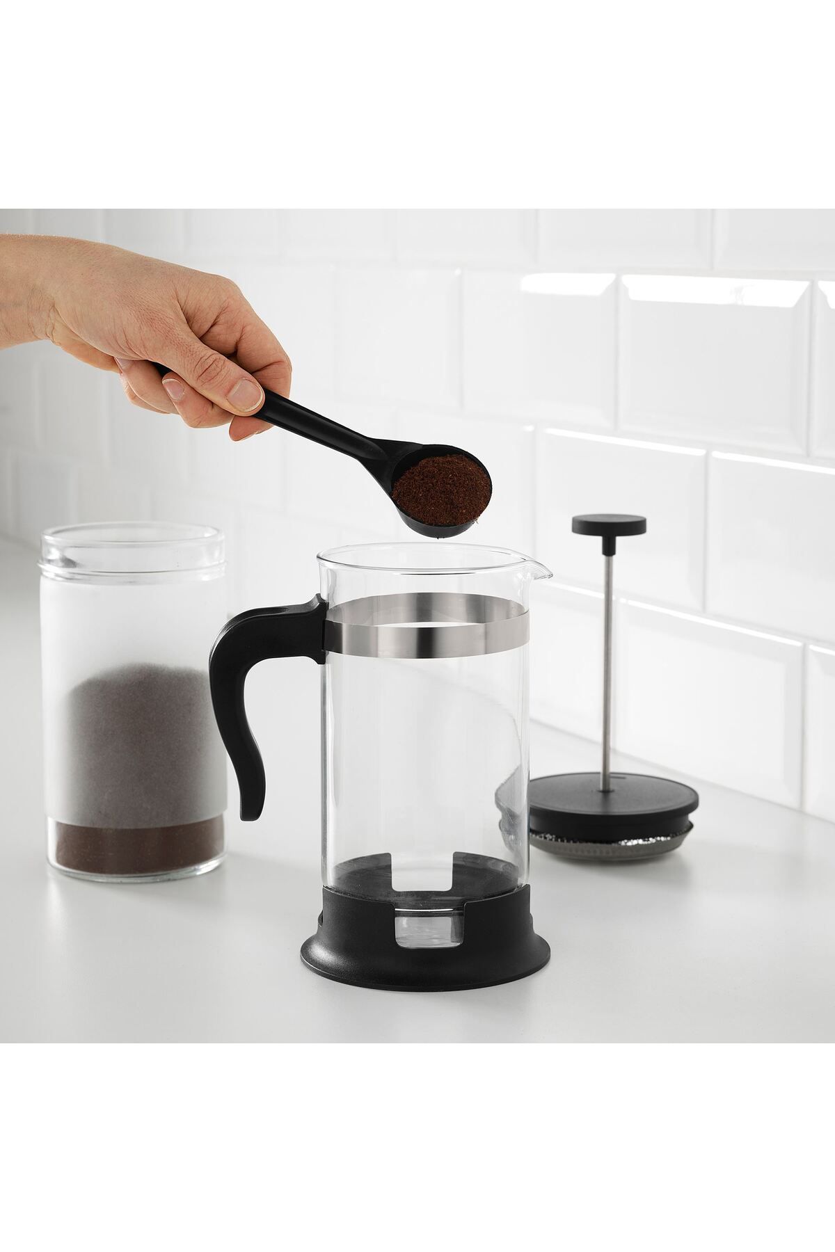 IKEA-Heat Resistant French Press Glass Teapot 1 Lt 22 cm Stainless Steel 3