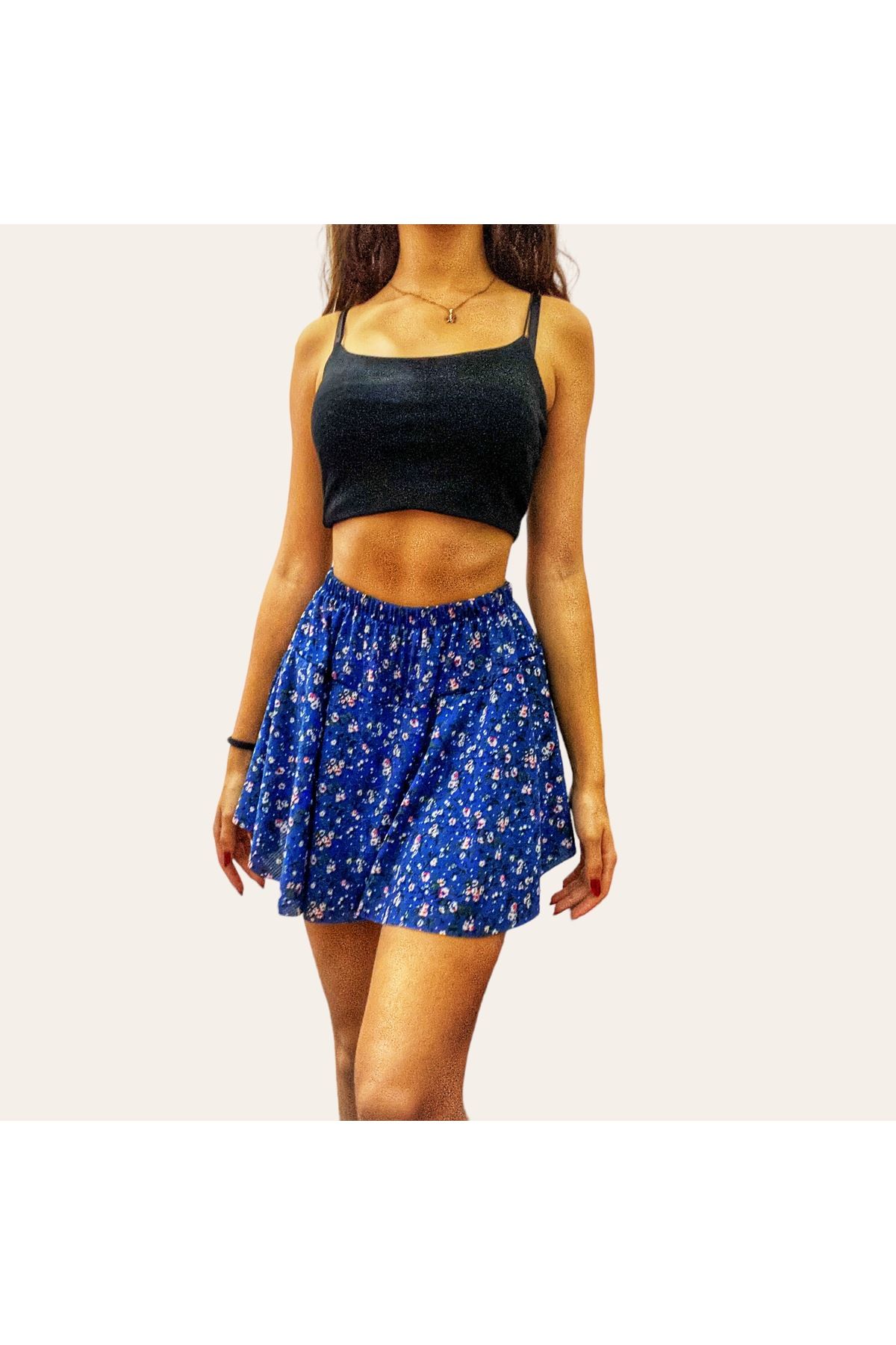 Dark blue best sale floral mini skirt