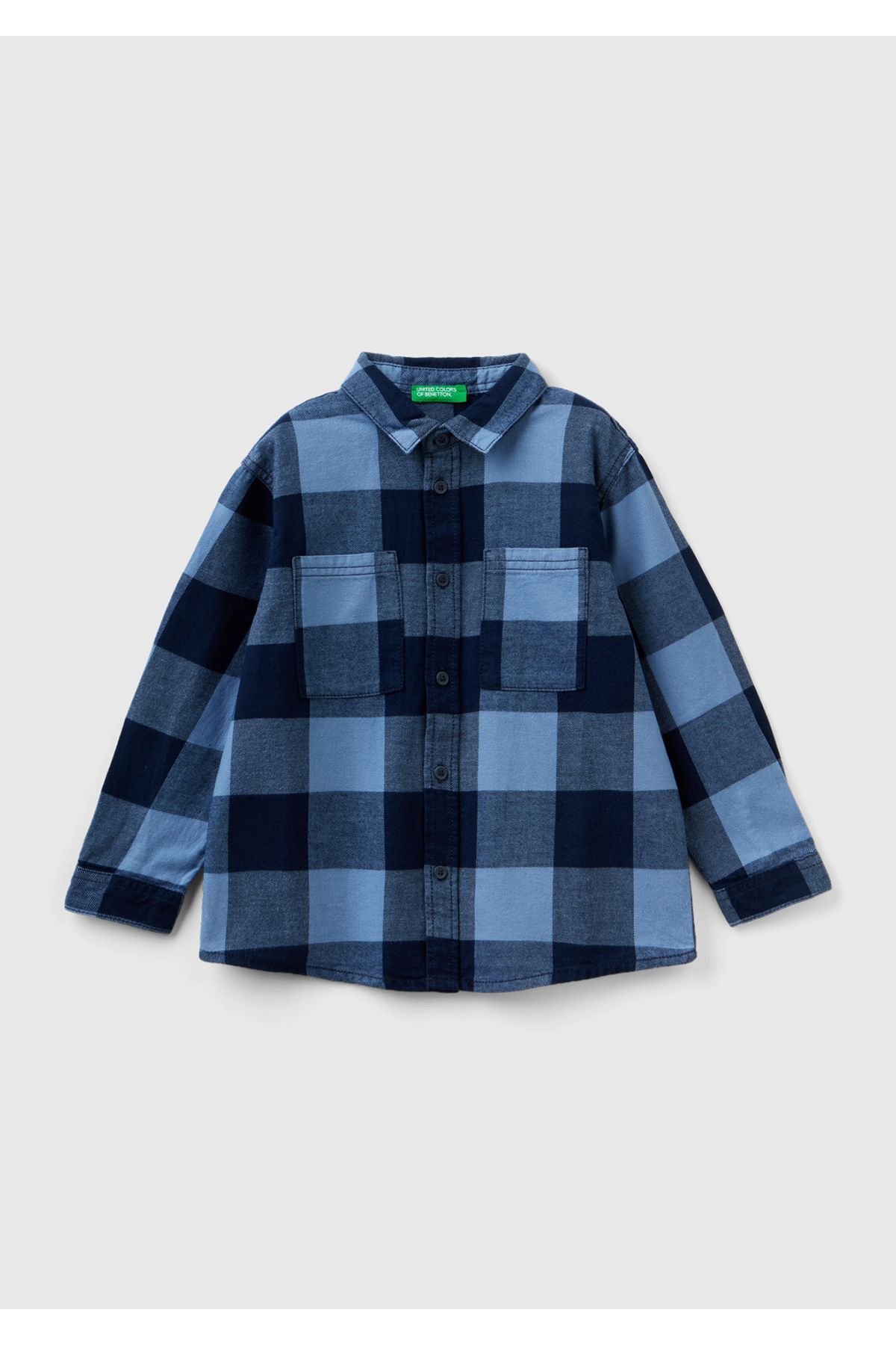 Рубашка Lumberjack с клетчатым узором для мальчиков United Colors of Benetton, синяя авиатор 223A5LQHGQ014