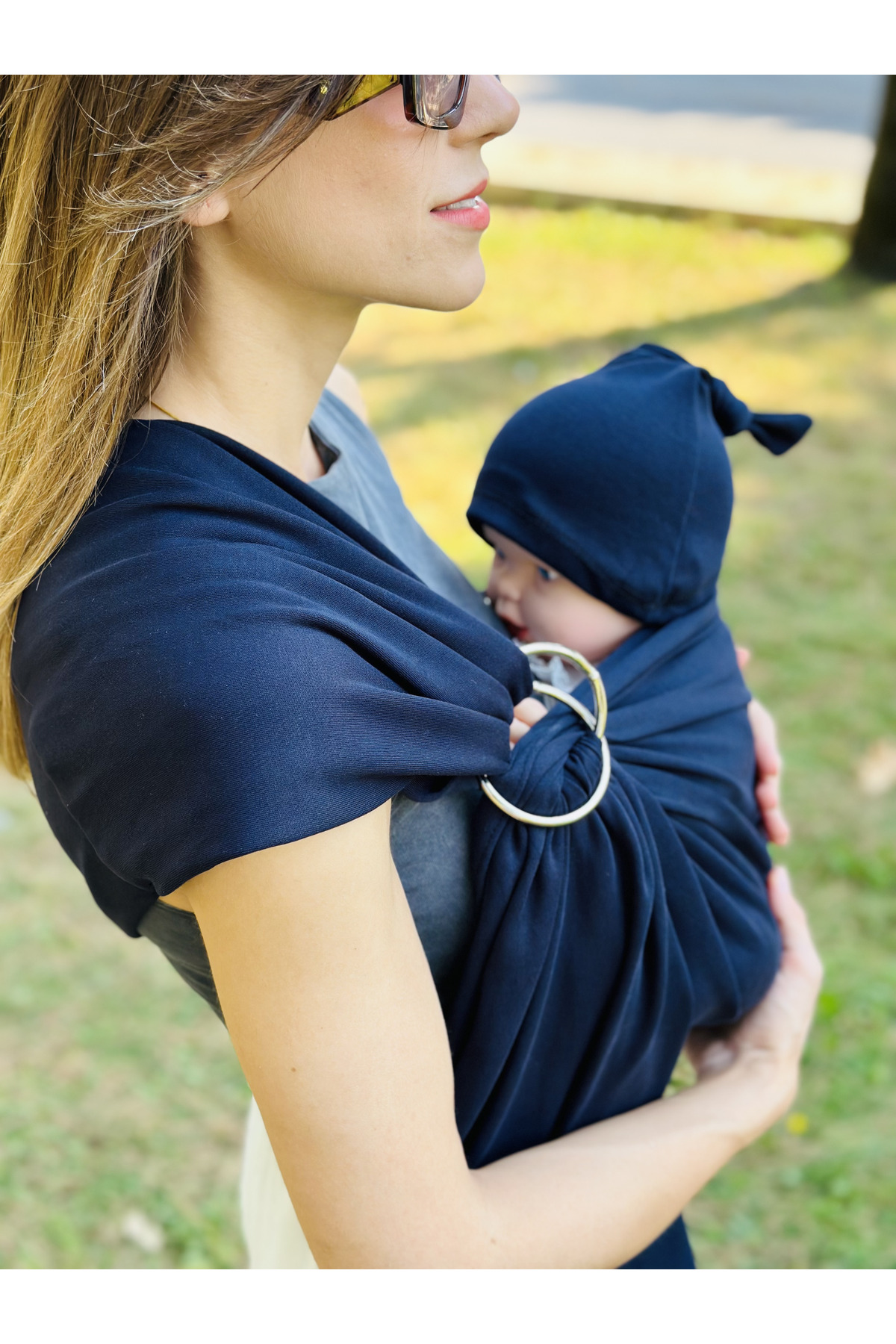 kubbe Anakucağı Esnek Halkalı Cepli Bebek Taşıma Şalı, Bebek Askısı Wrap Sling fotoğrafı 5 (önizleme)