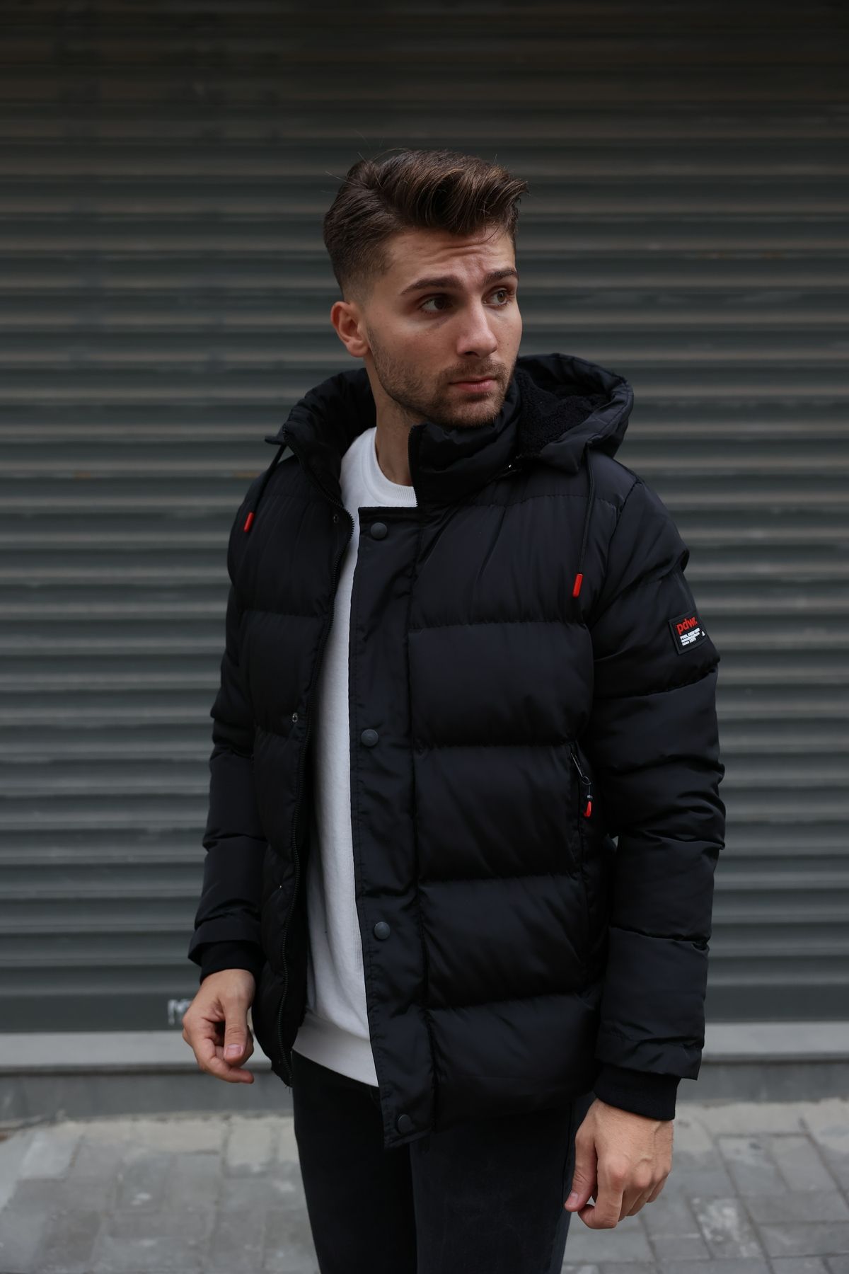 Fur lined puffer jacket mens outlet