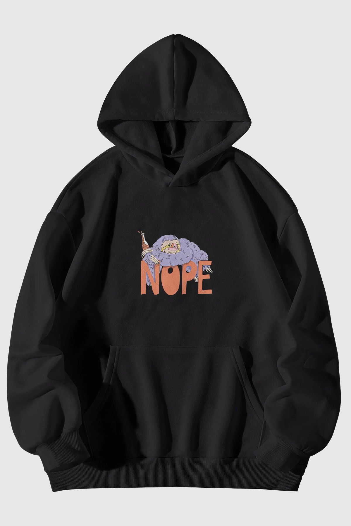 Harmandar Nope Sloth Printed Unisex Kangaroo Pocket Hooded