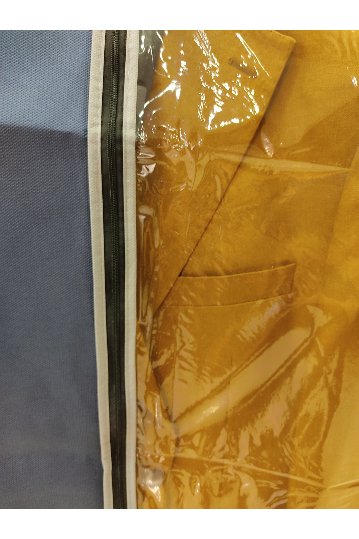 Takım Elbise Kılıfı, Elbise Koruyucu ve Taşıyıcı Hurç, Gamboç, Şeffaf Görünür, 64x100 cm, Lacivert