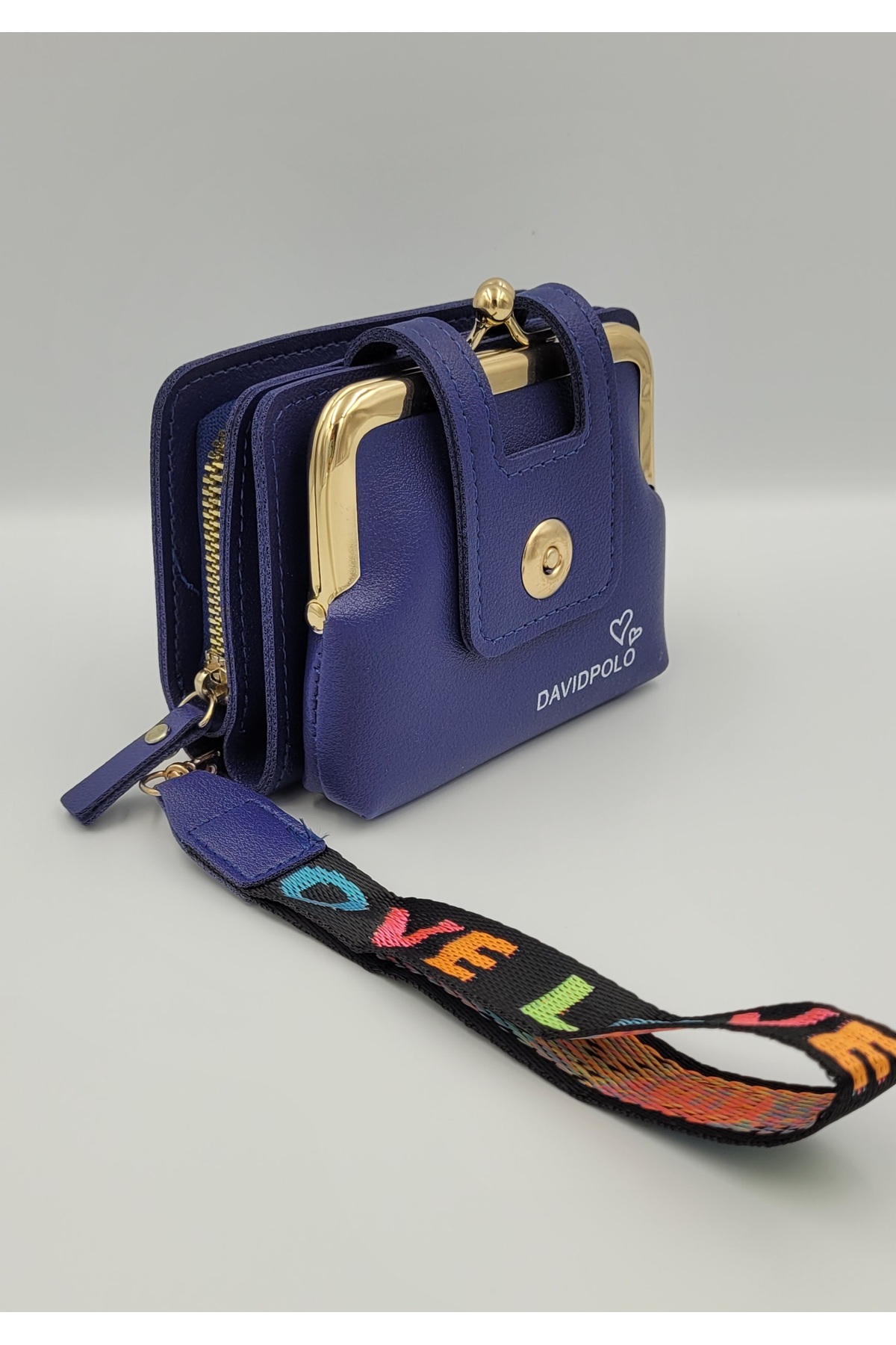 Kırase Women's Multi Compartment Chic Money Wallet with Imported Navy Blue Pockets