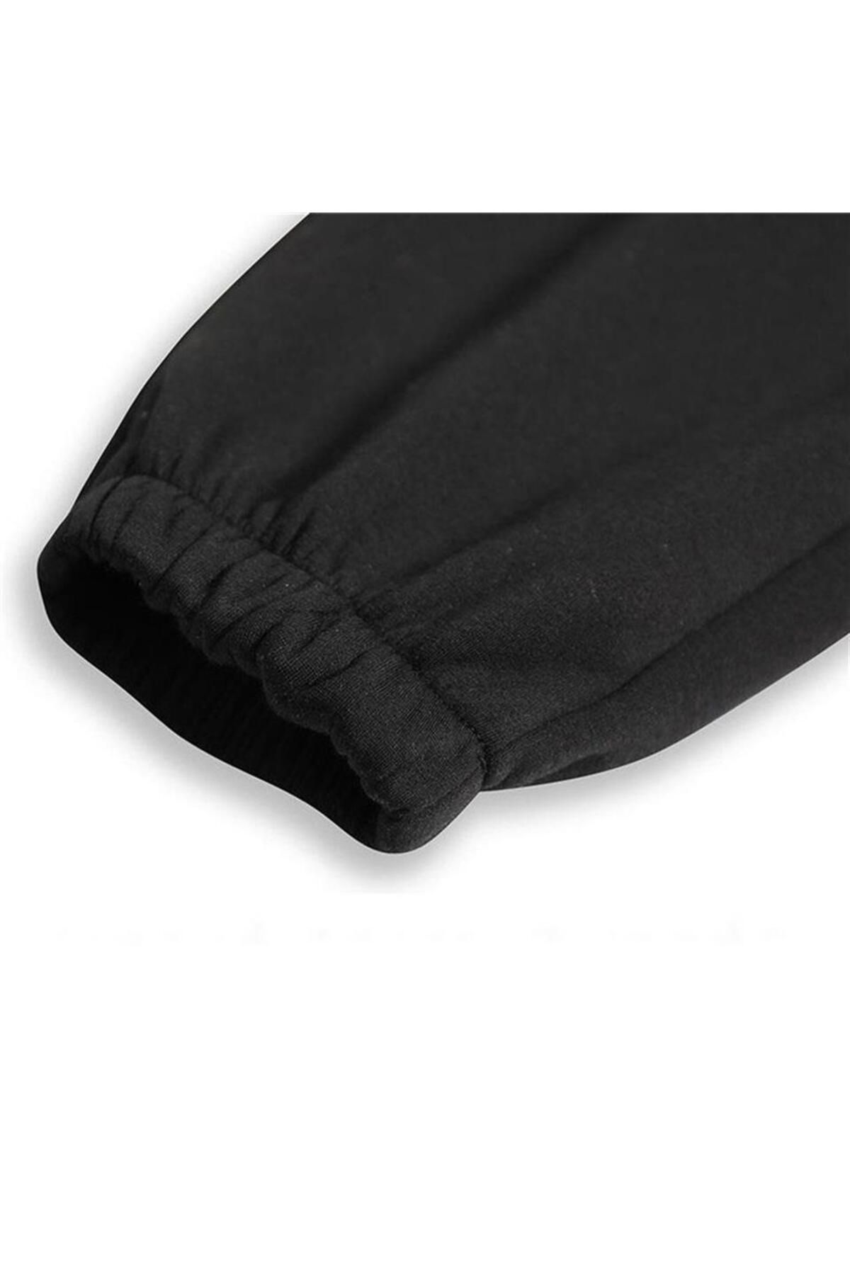 The Champs Melody Pink Printed Oversize Unisex Black Sweatpants