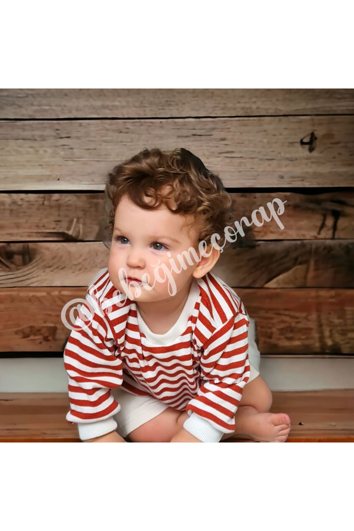 سویشرت پسرانه بژ BEBEĞİME ÇORAP | ÇİZGİLİKAZAK اورجینال - تصویر 2