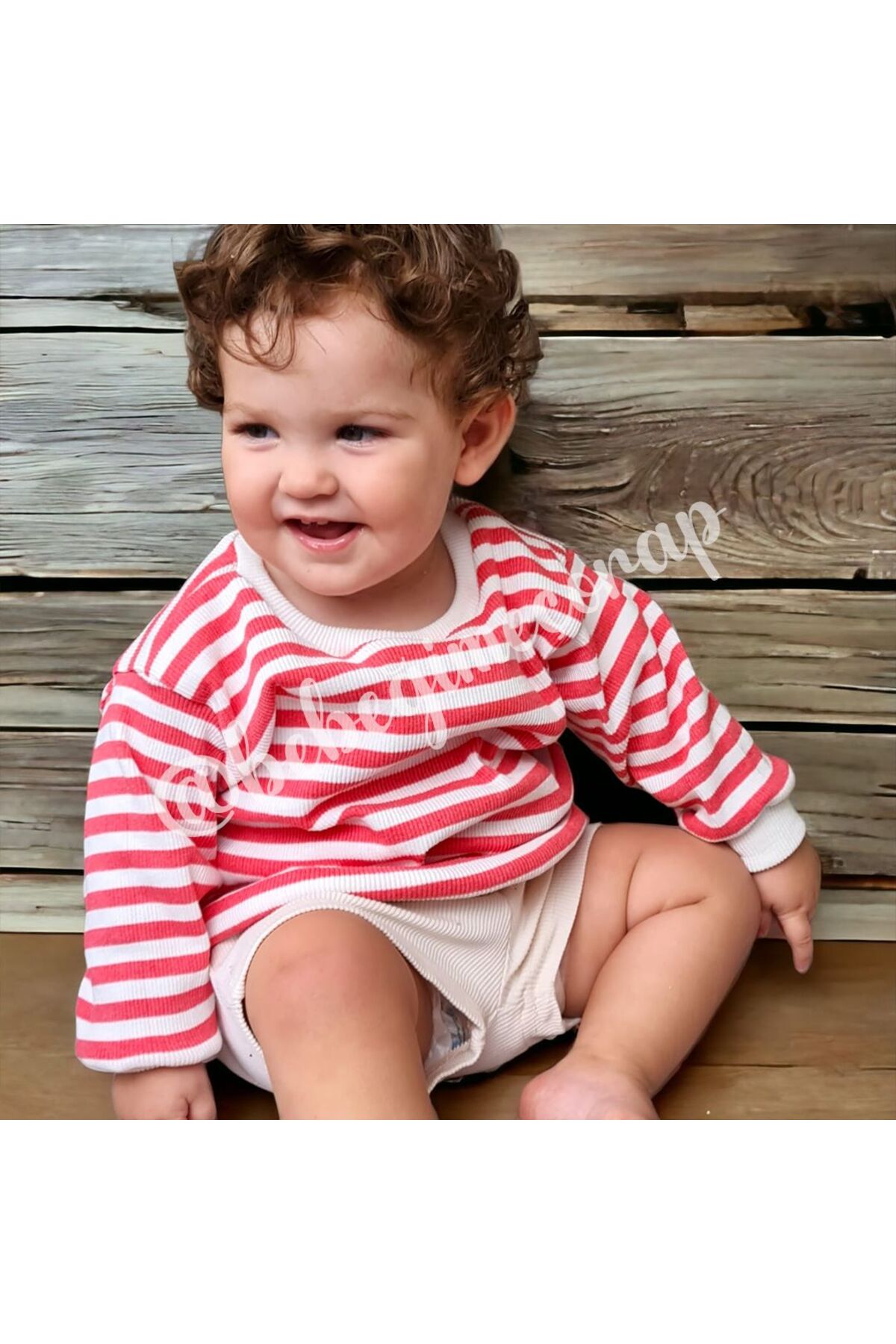 سویشرت پسرانه بژ BEBEĞİME ÇORAP | ÇİZGİLİKAZAK اورجینال - تصویر 2