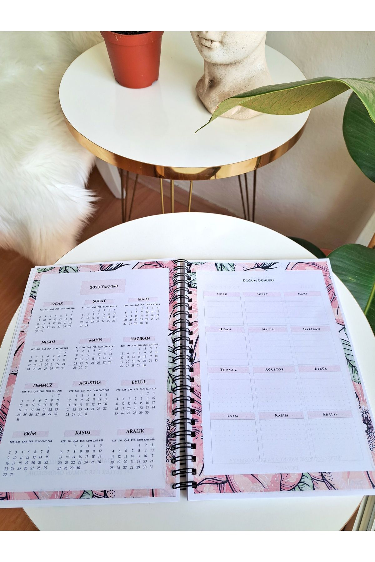 EB AJANS-Pink Floral 3-Piece Notebook Set-ajanda/notepad/planner/spiral Notebook- Set 46 4