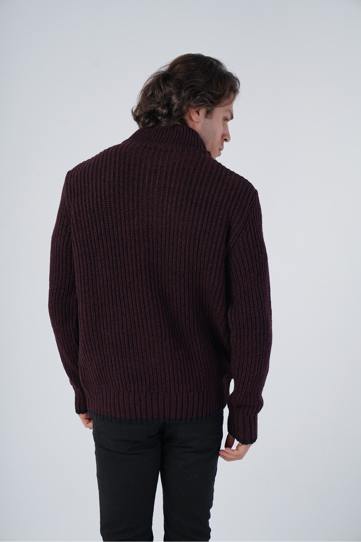 Trist Star  Siyah Erkek Selanik Örgü Muline Cepli Triko Yün Hırka - Görsel 3